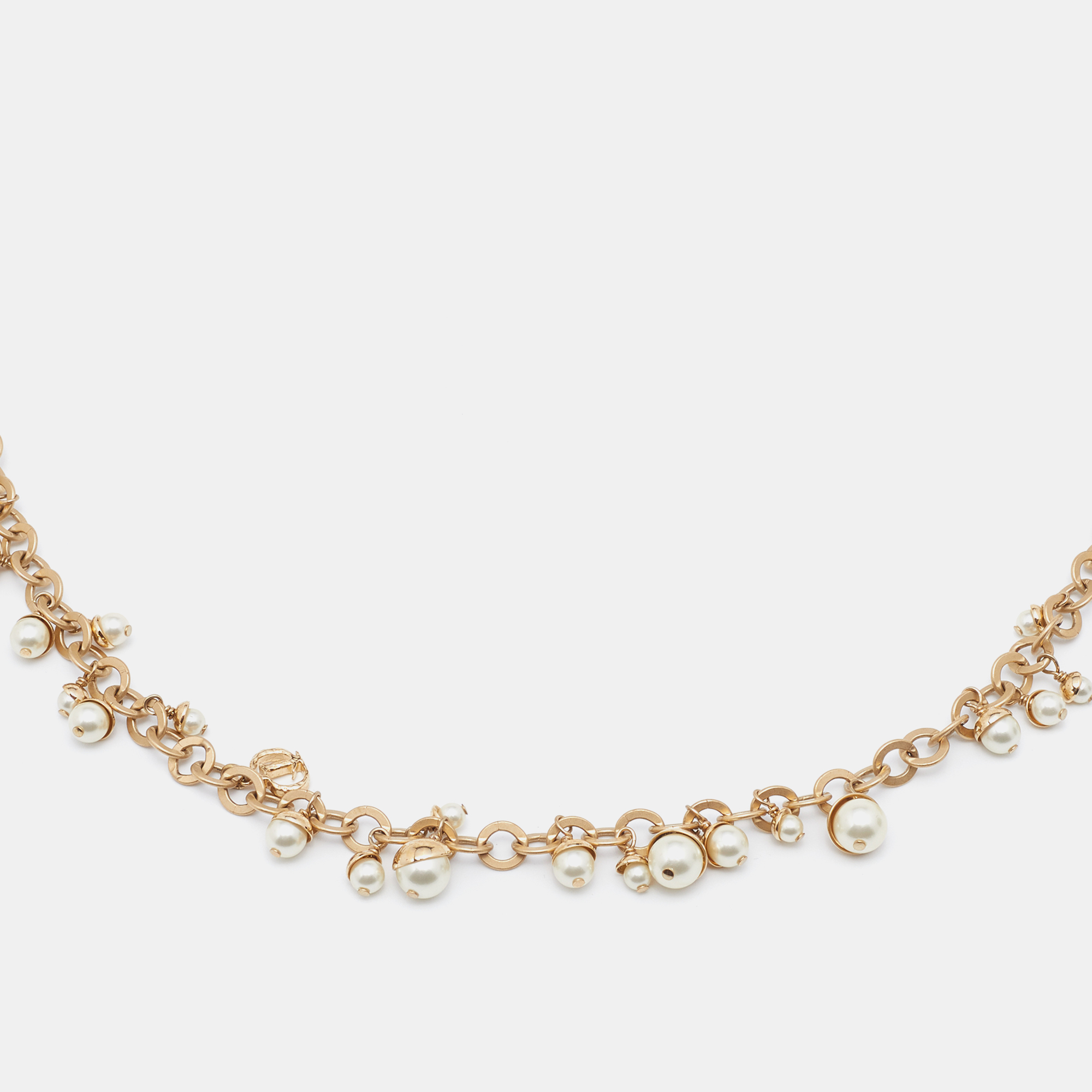 

Dior Mise En Dior Faux Pearl Gold Tone Long Necklace