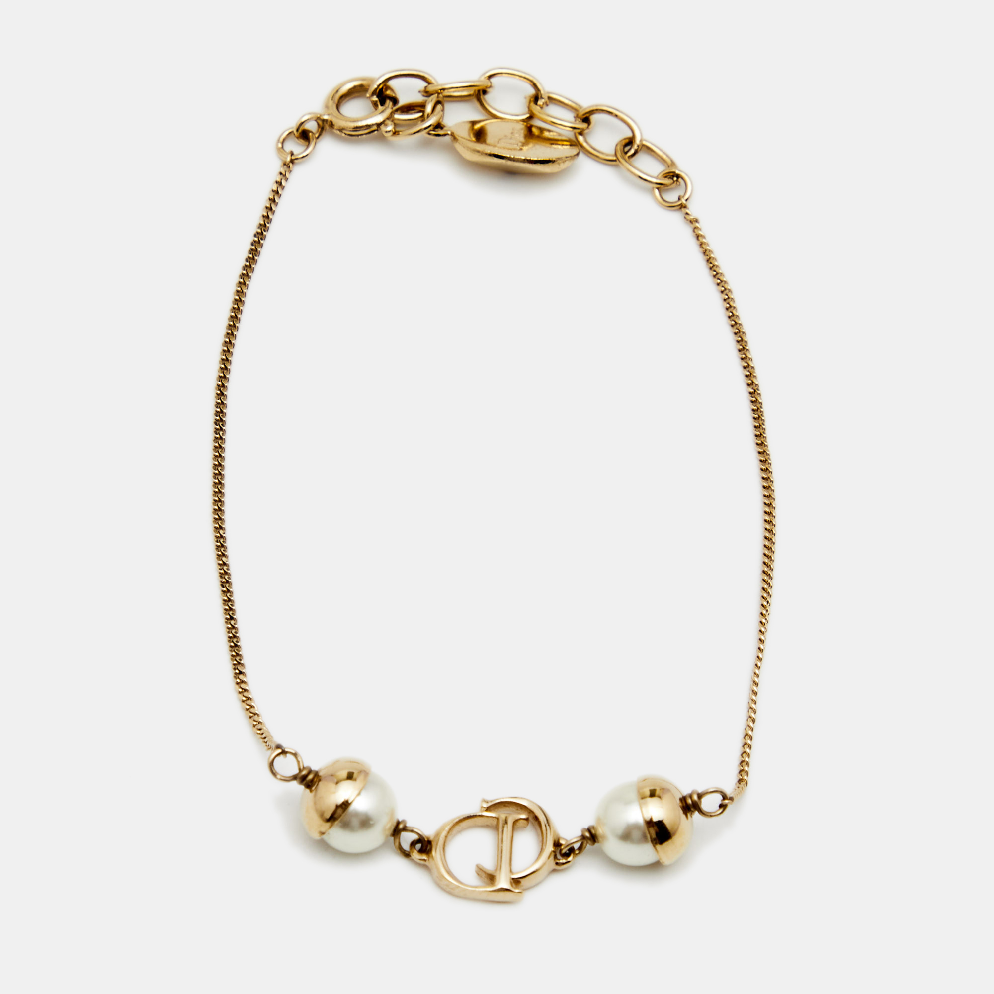 

Dior Mise En Dior Faux Pearl Gold Tone Bracelet