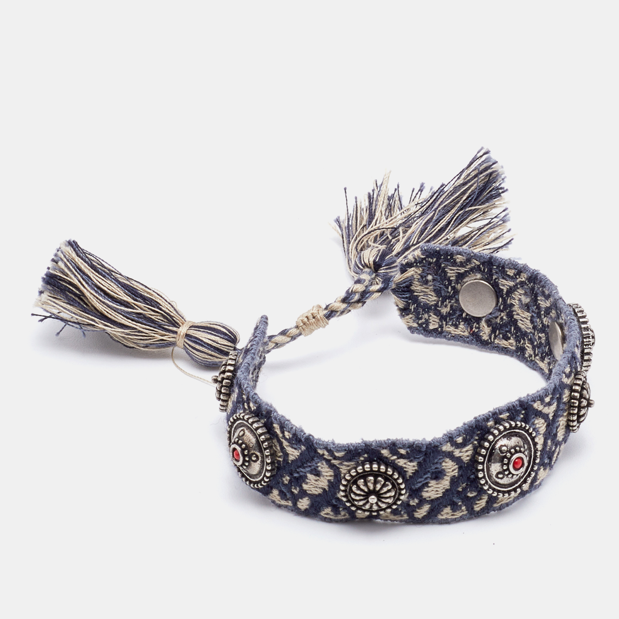 

Dior Indigo Cotton Oblique Studded J'Adior Friendship Bracelet, Blue