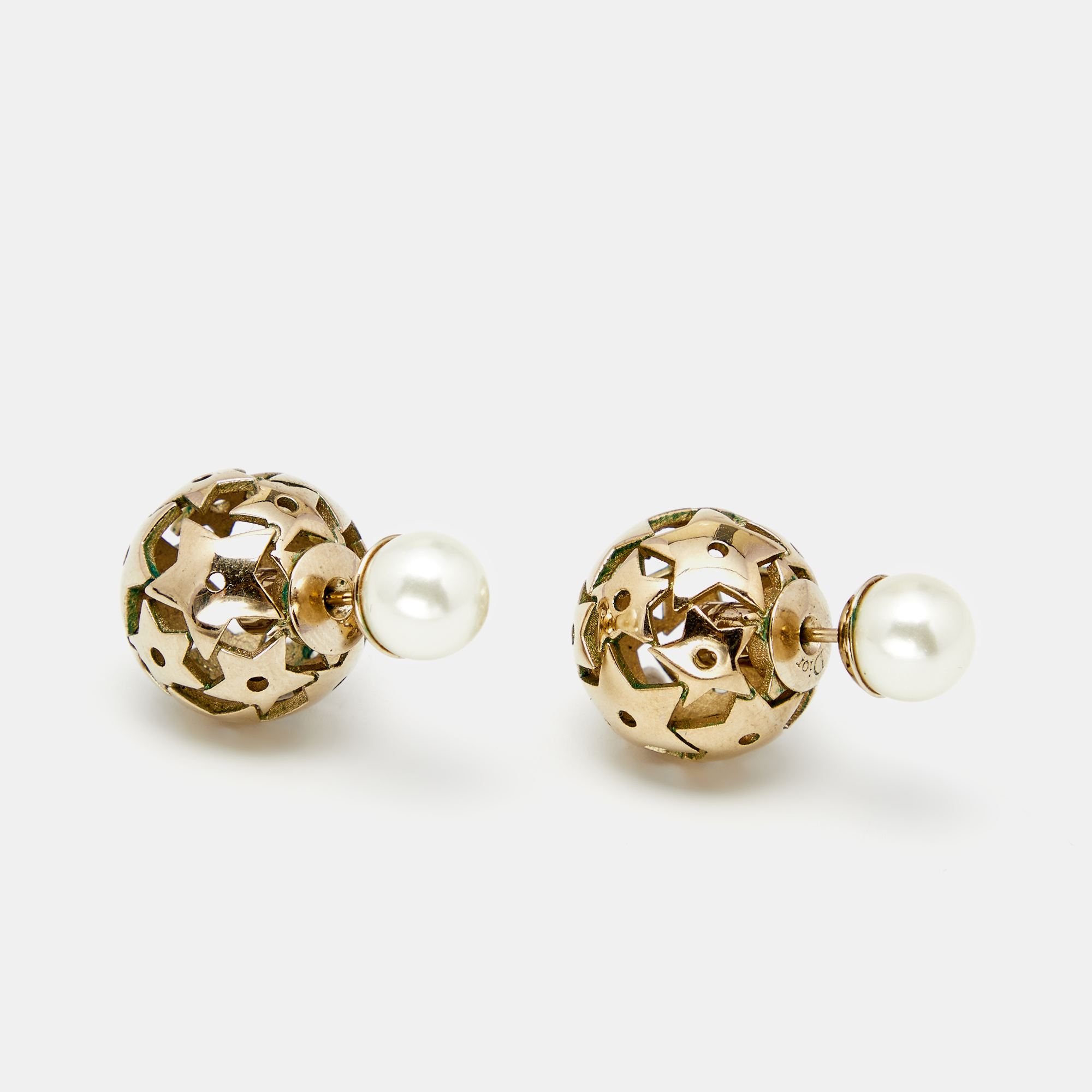 

Dior Mise En Dior Faux Pearl Star Gold Tone Stud Earrings