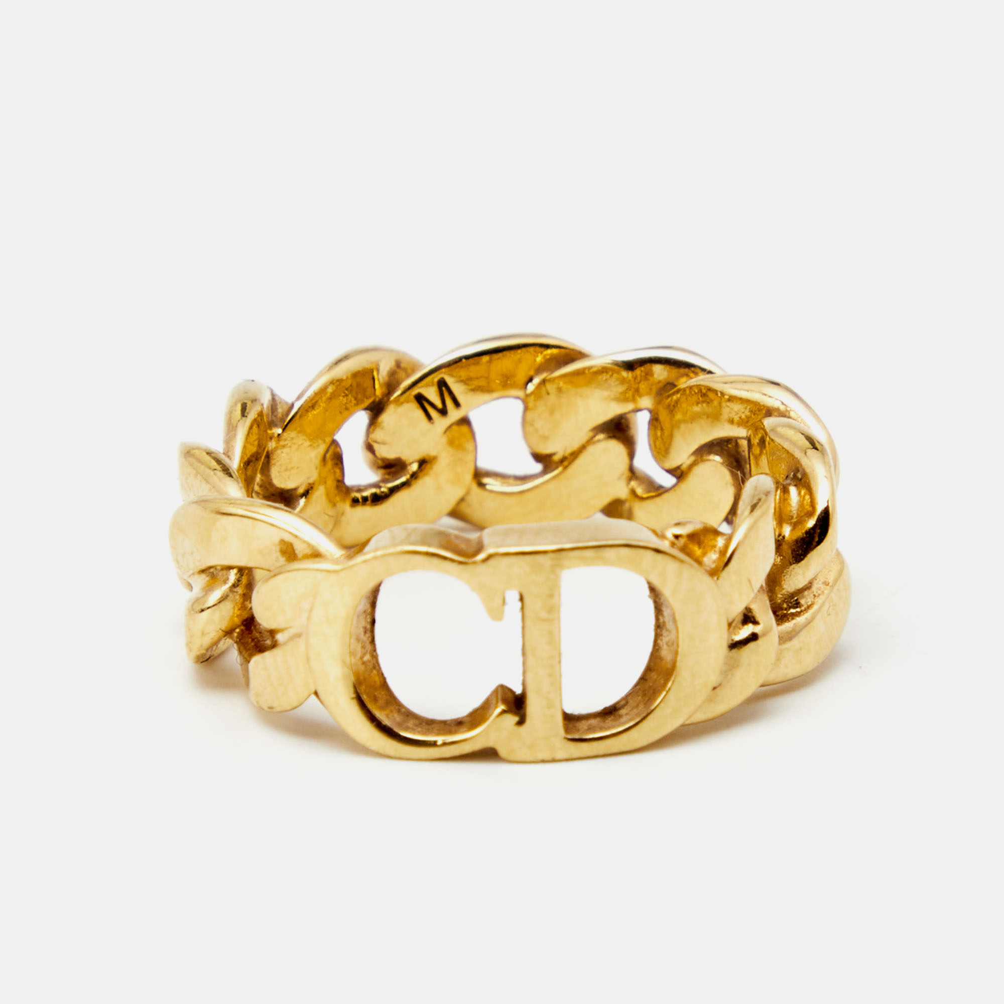 

Dior Danseuse Etoile Gold Tone Metal Chain Band Ring Size