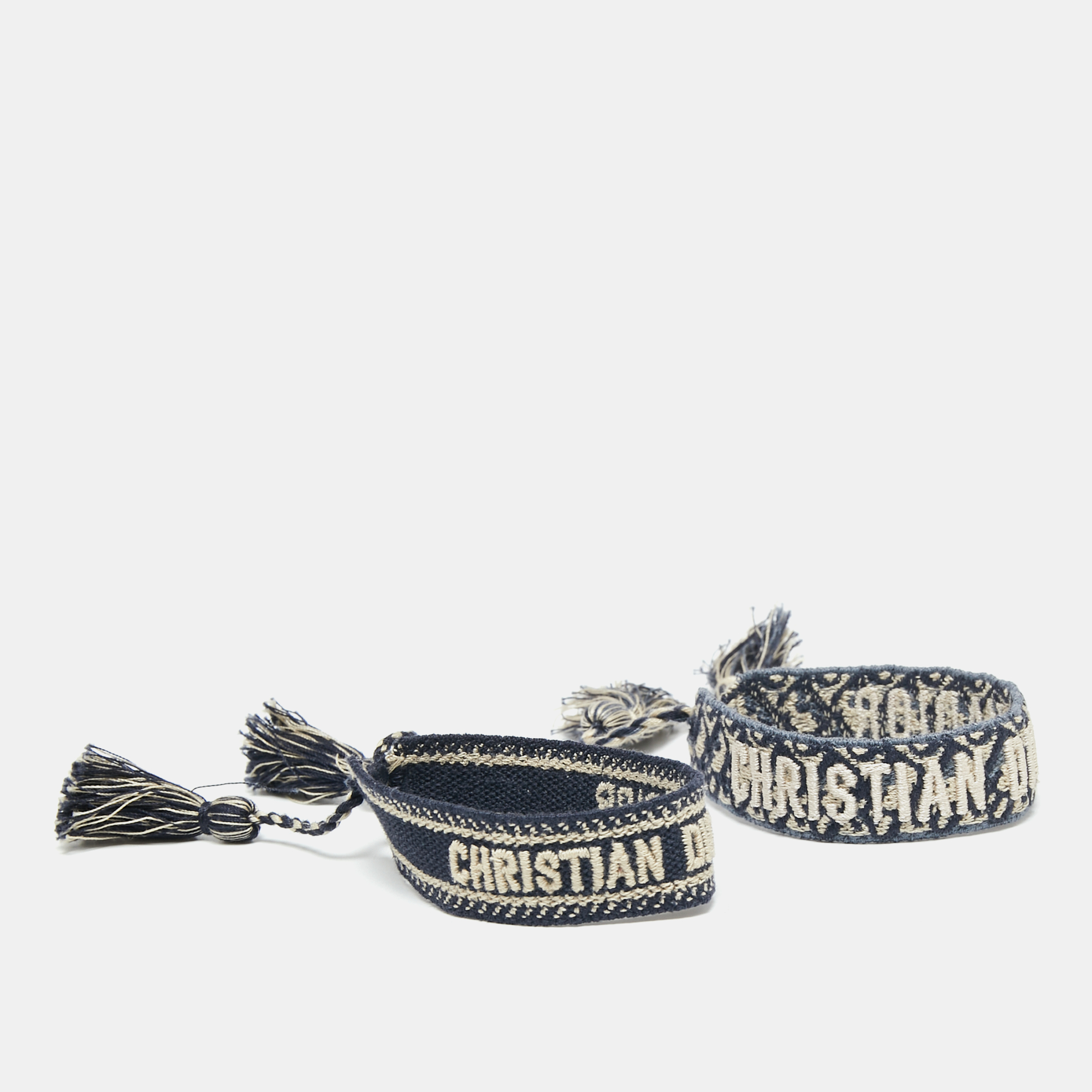 

Dior Indigo Cotton Friendship Bracelets Set of 2, Blue
