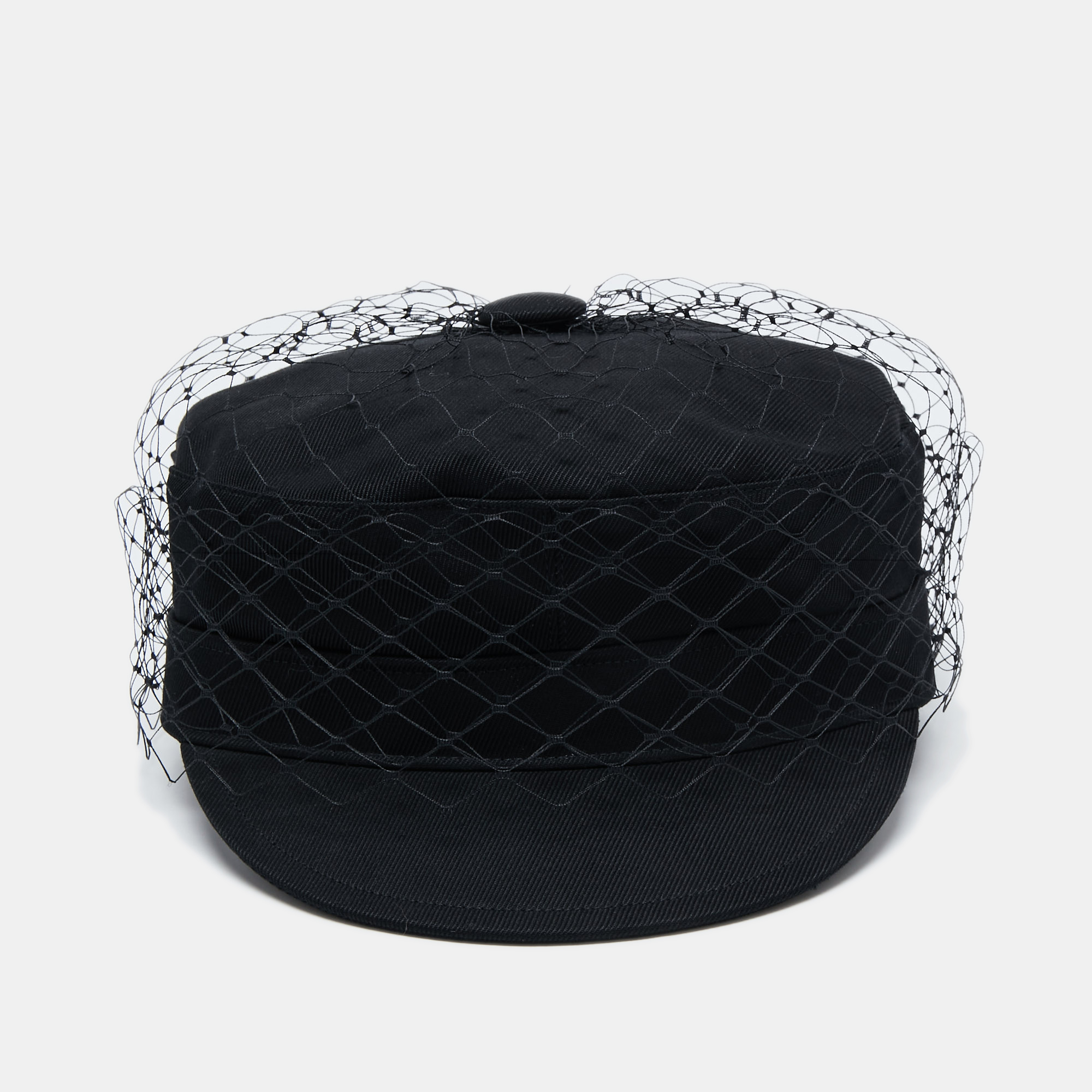 

Dior Black Cotton Arty Mesh Veil Newsboy Cap