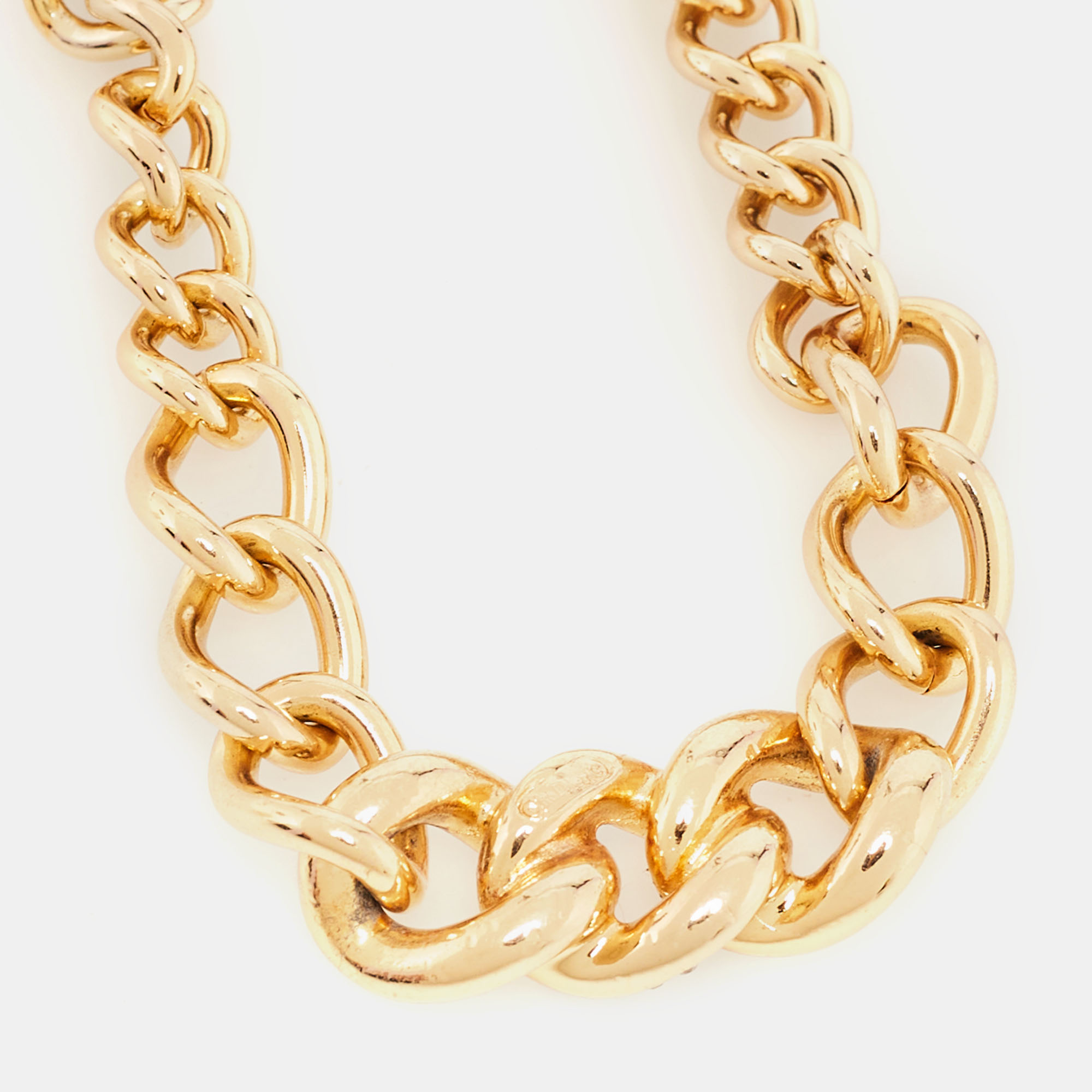 

Dior Crystals Gold Tone Chain Link Necklace