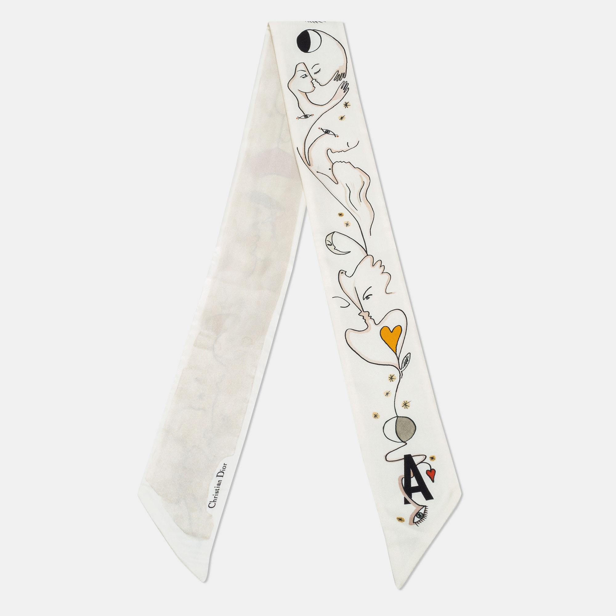 Pre Owned وشاح ديور جرير مطبوع كريمي 