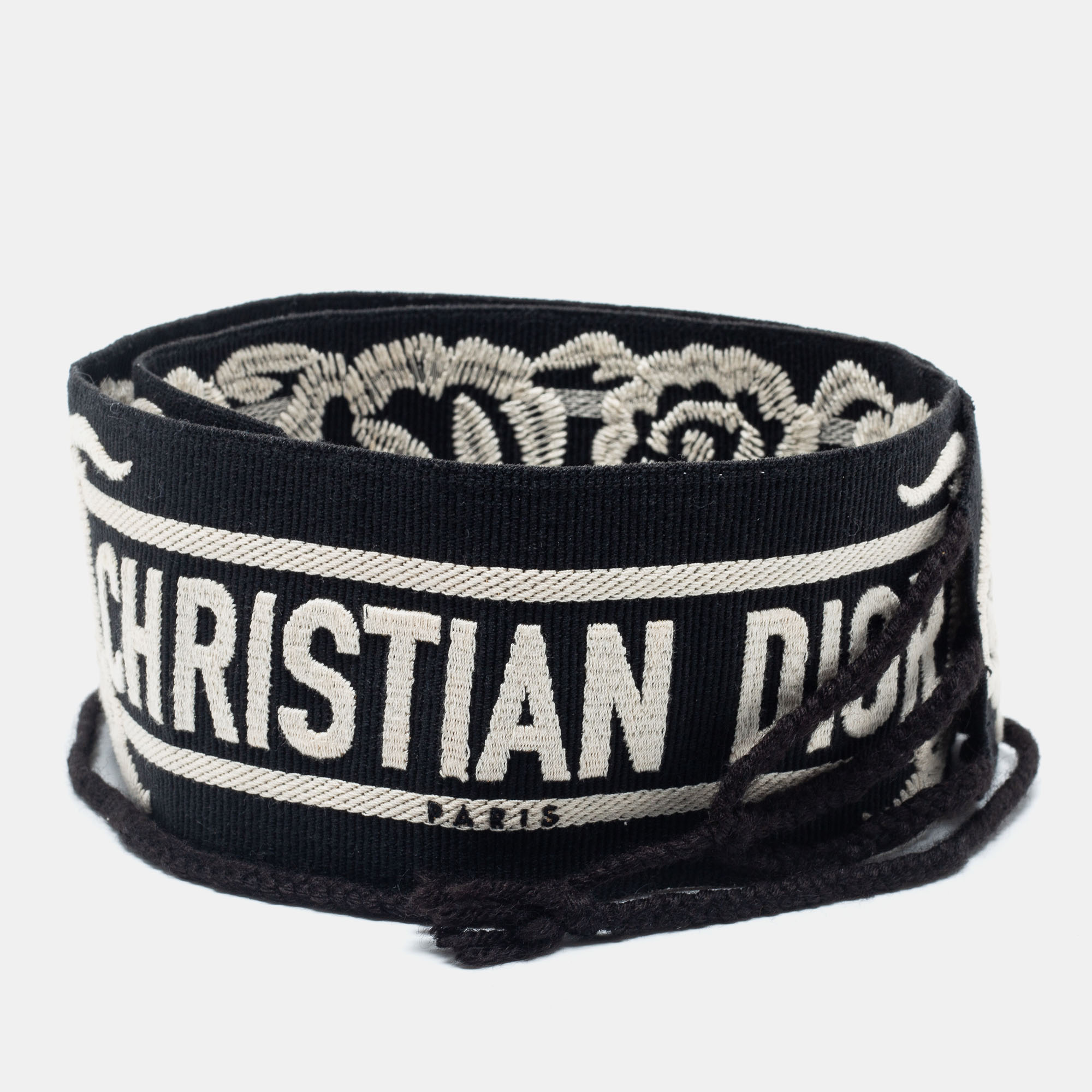 

Dior Black/White Embroidered Canvas Waist Belt