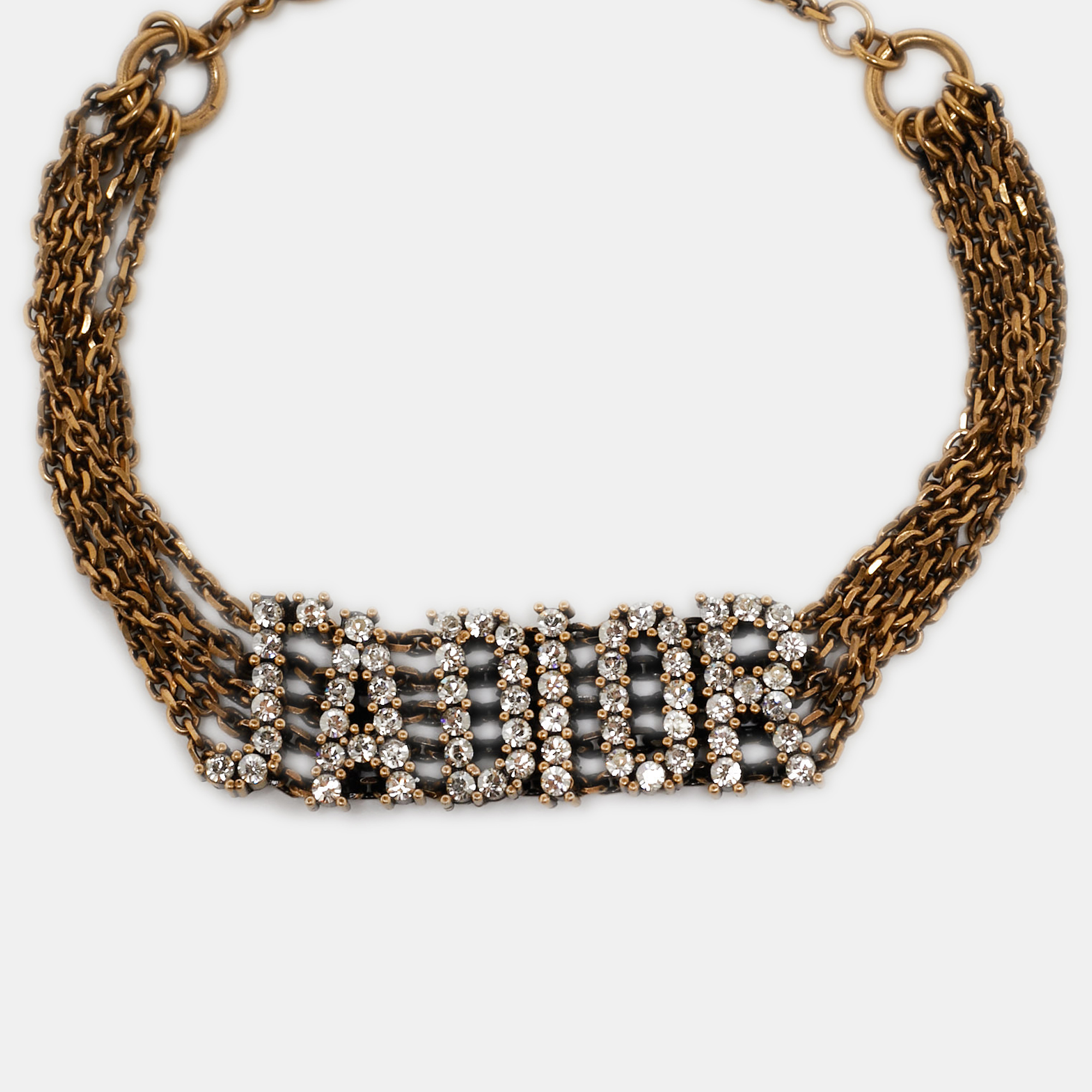 

Dior Aged Gold Tone J'adior Crystal Logo Bracelet