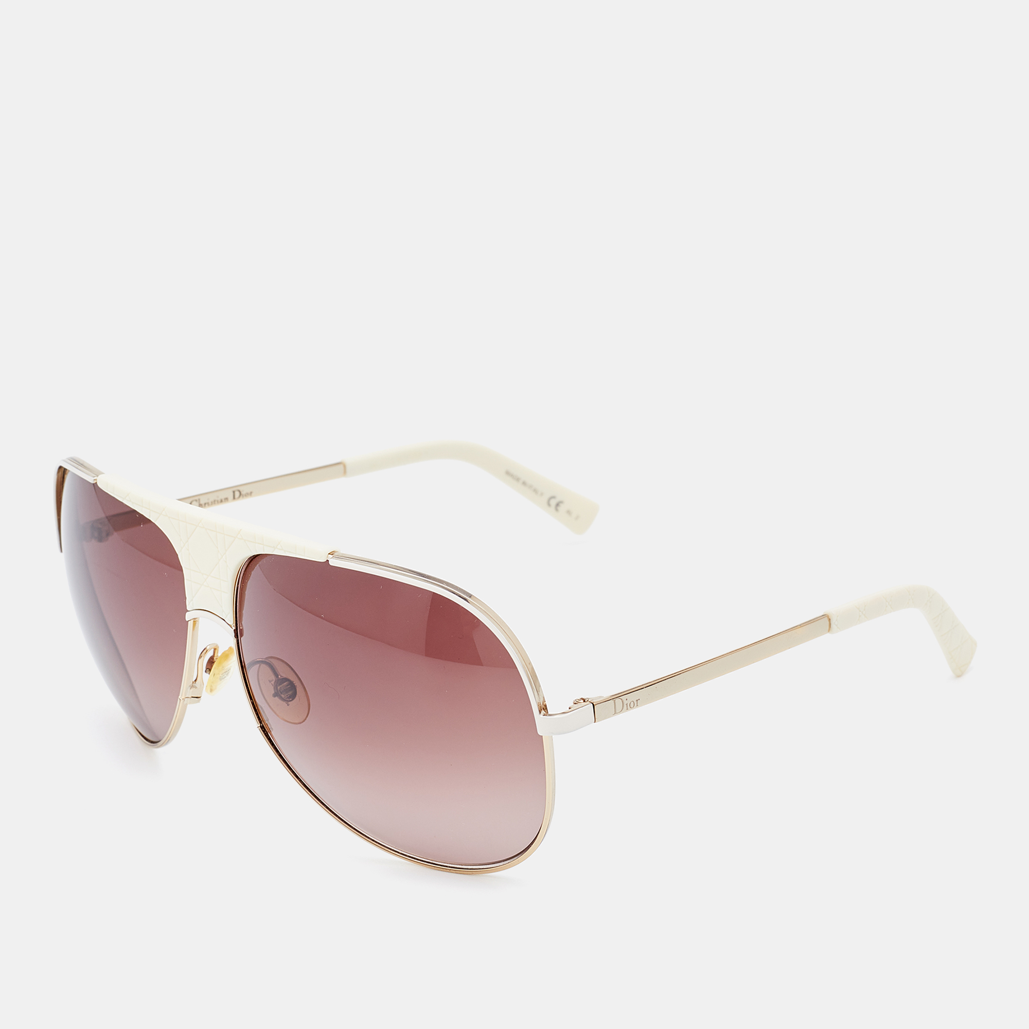 

Dior White & Gold Tone/Brown Gradient MyLadyDior8 Aviator Sunglasses