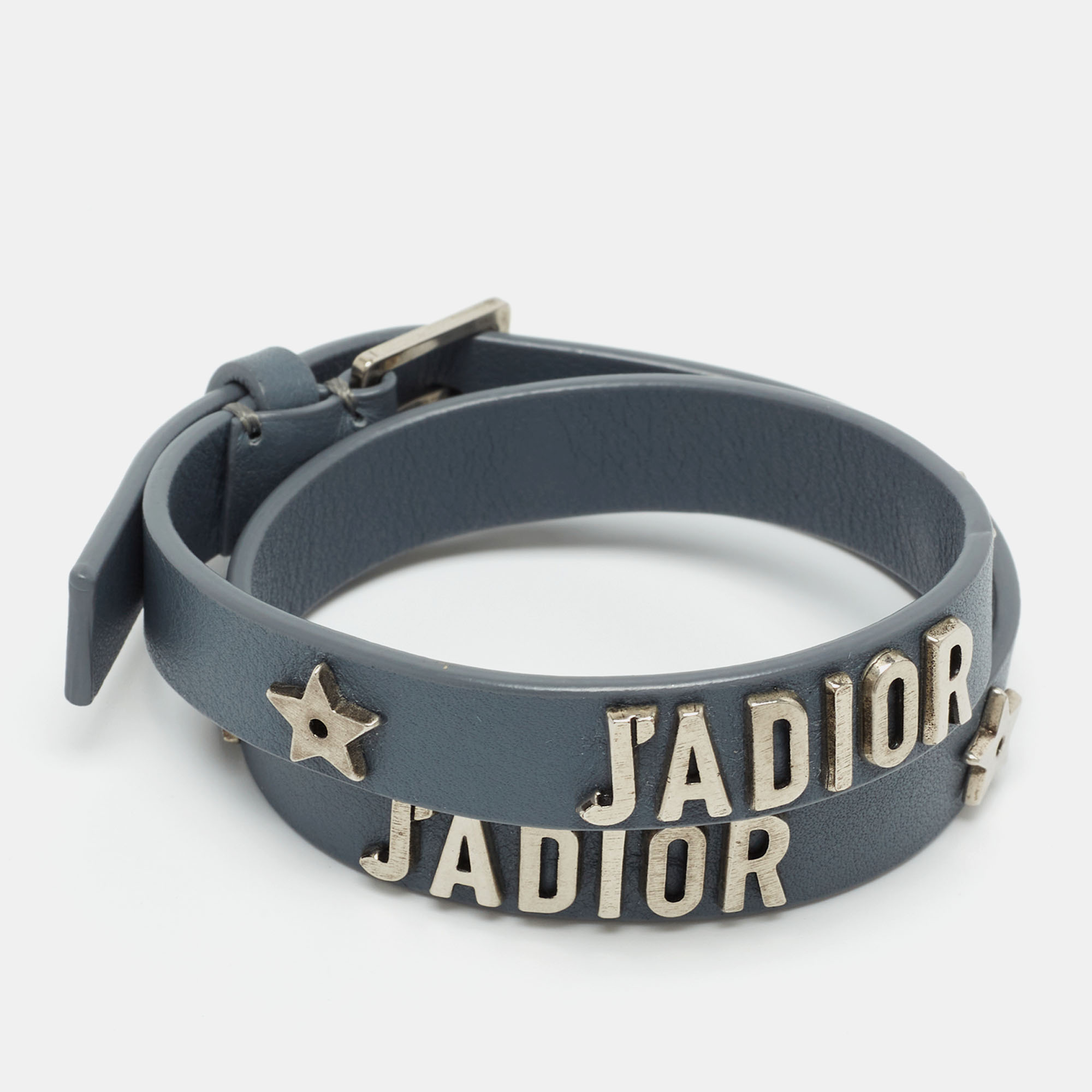 

Dior Grey Leather J'adior Double Wrap Bracelet
