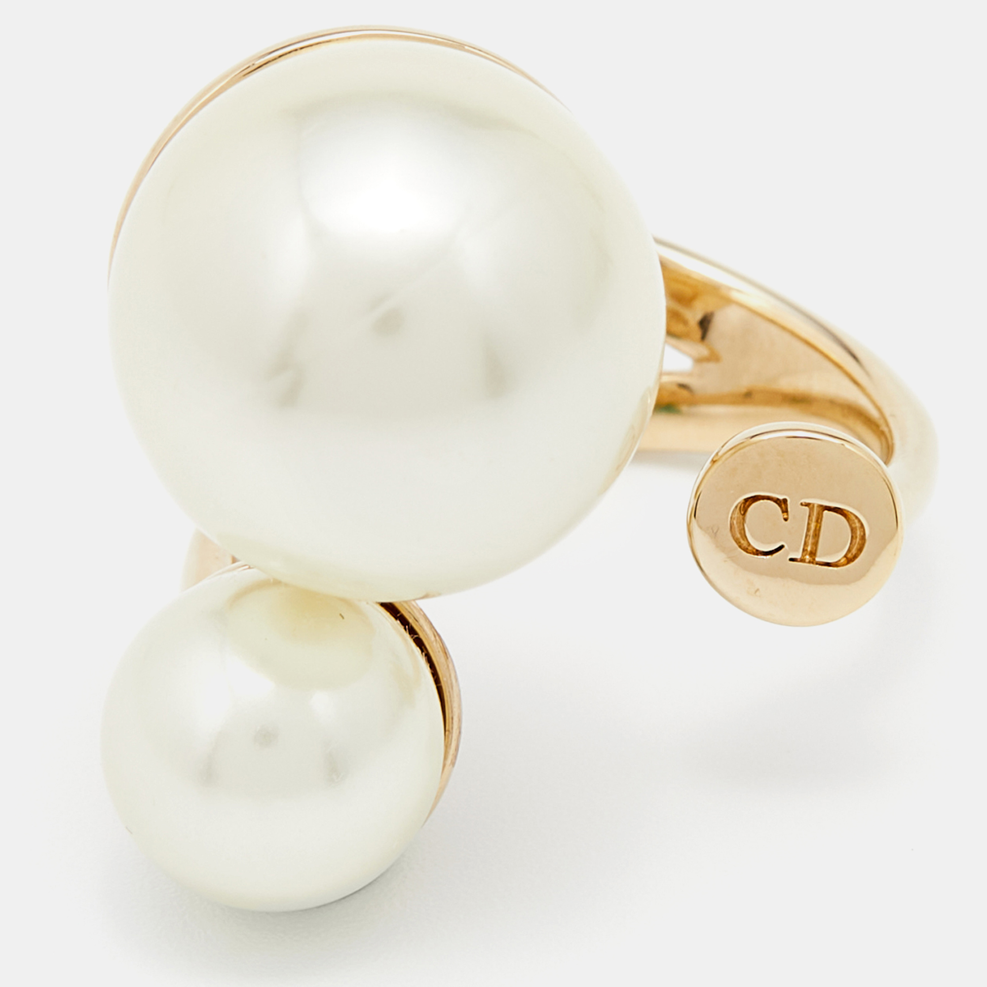 

Dior Ultradior Faux Pearl Gold Tone Ring Size, White