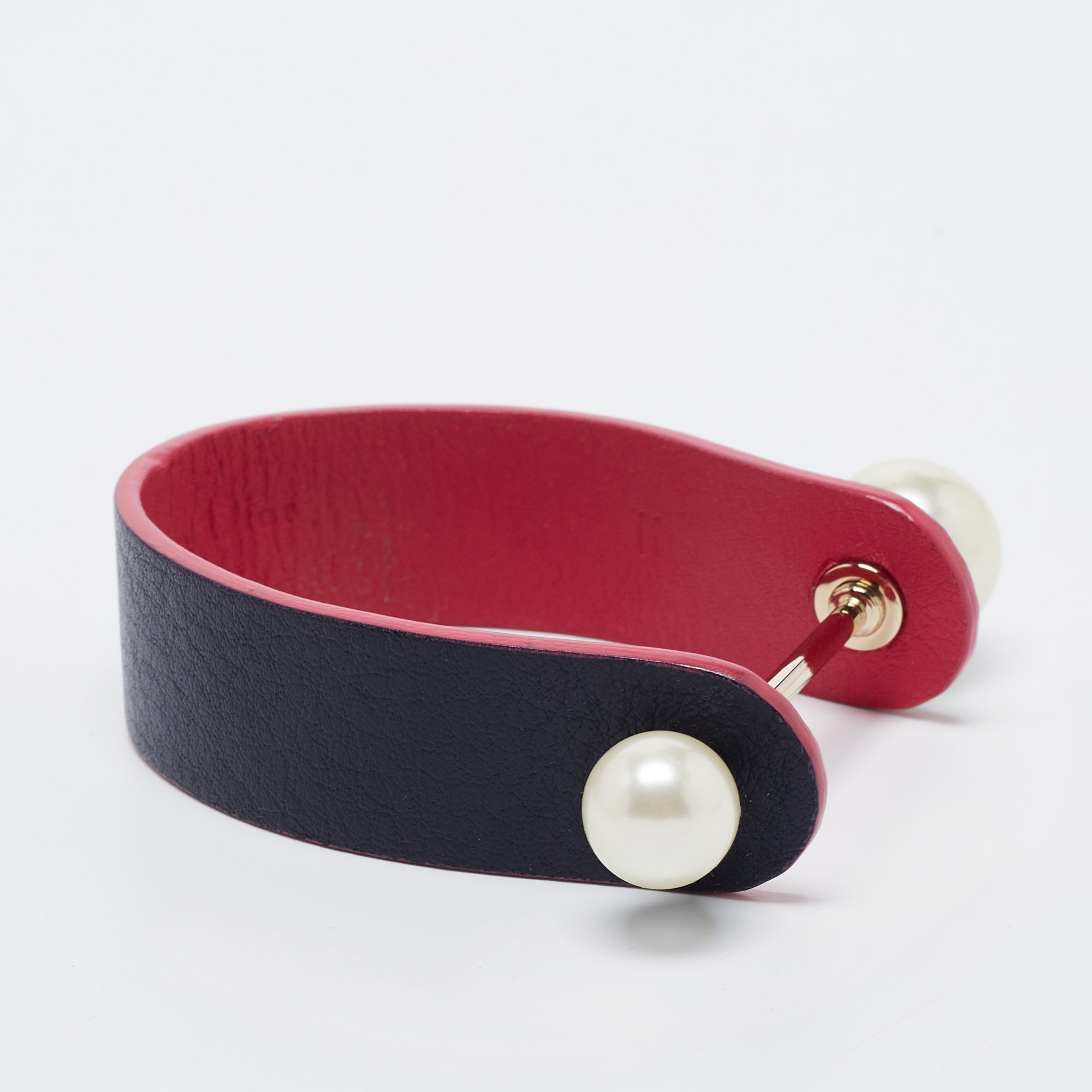 

Dior Perle Black & Pink Leather Cuff Bracelet