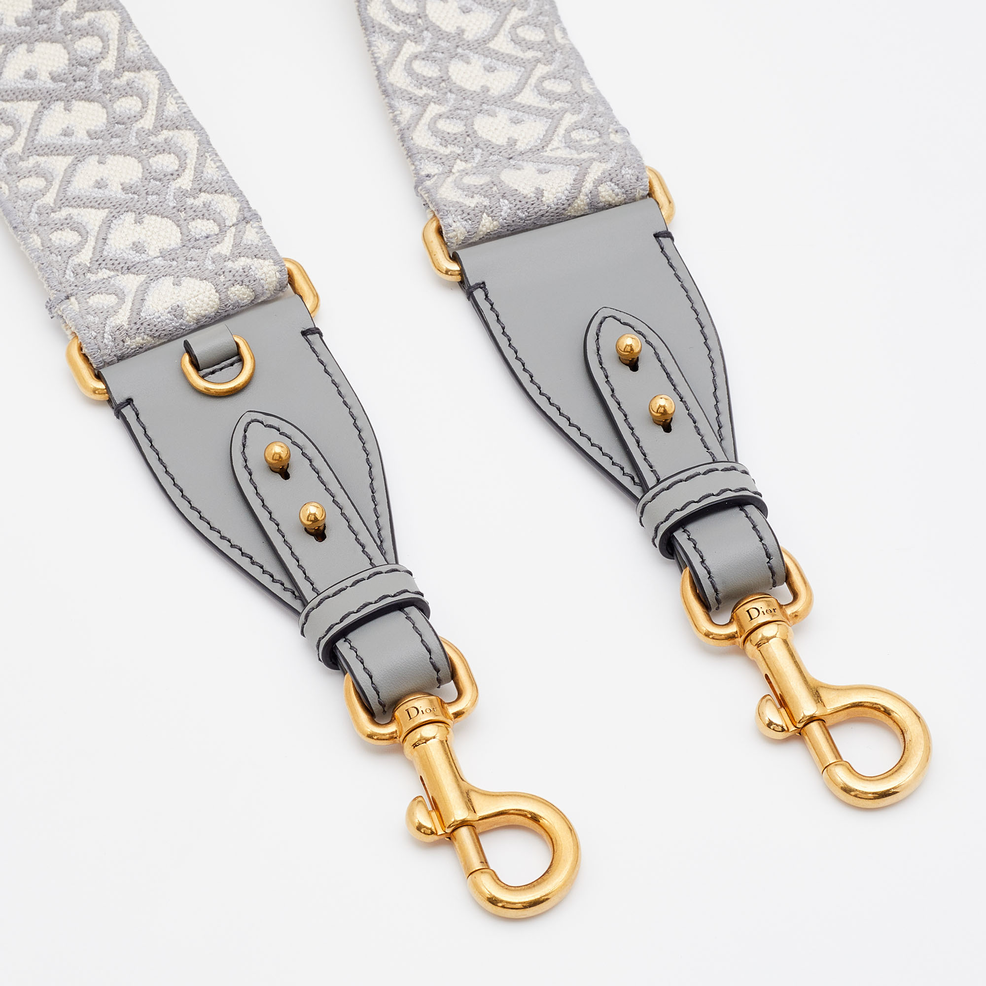

Dior Gray/White Oblique Canvas and Leather Bag Shoulder Strap, Grey