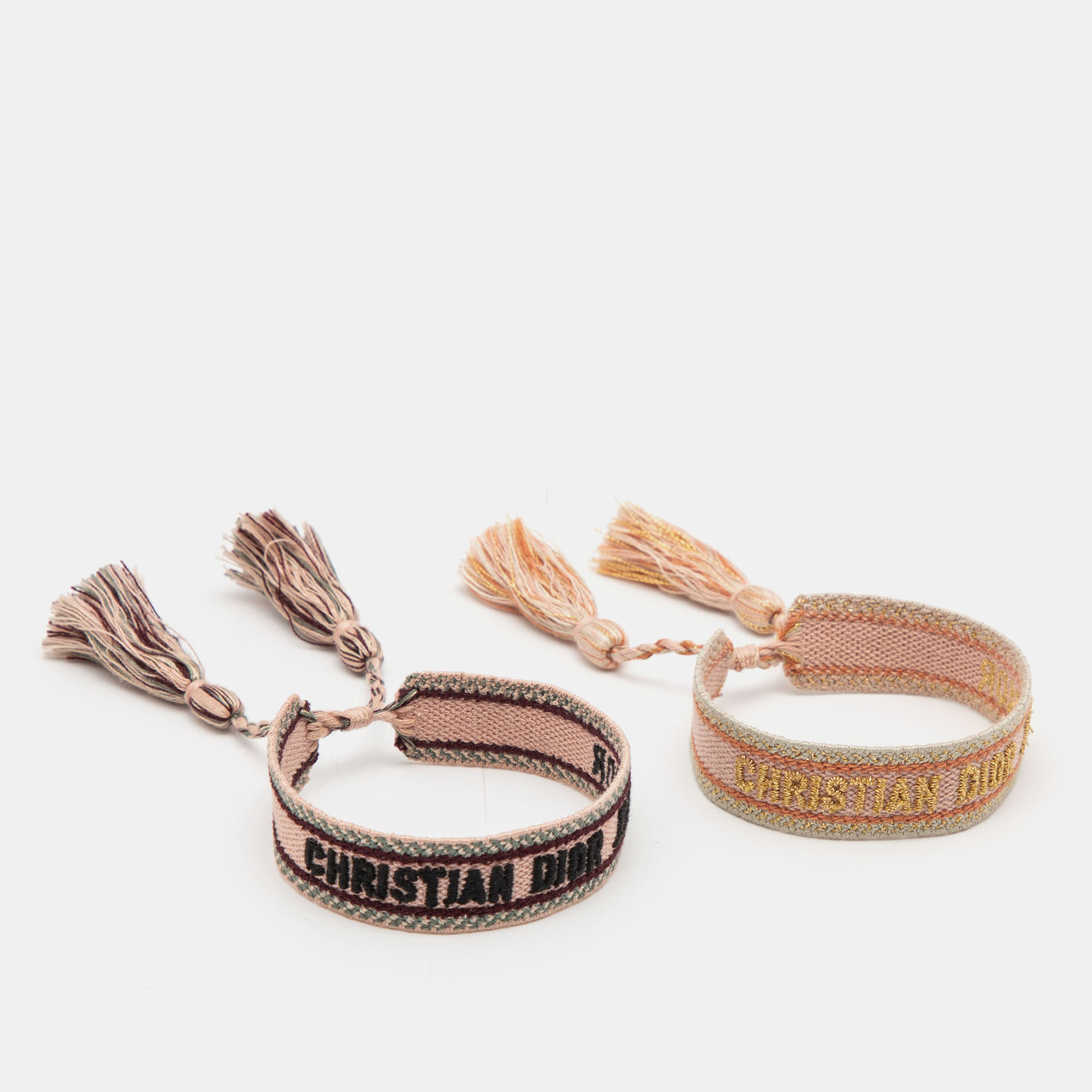 

Dior Pink & Black J'adior Woven Friendship Bracelets Set of 2