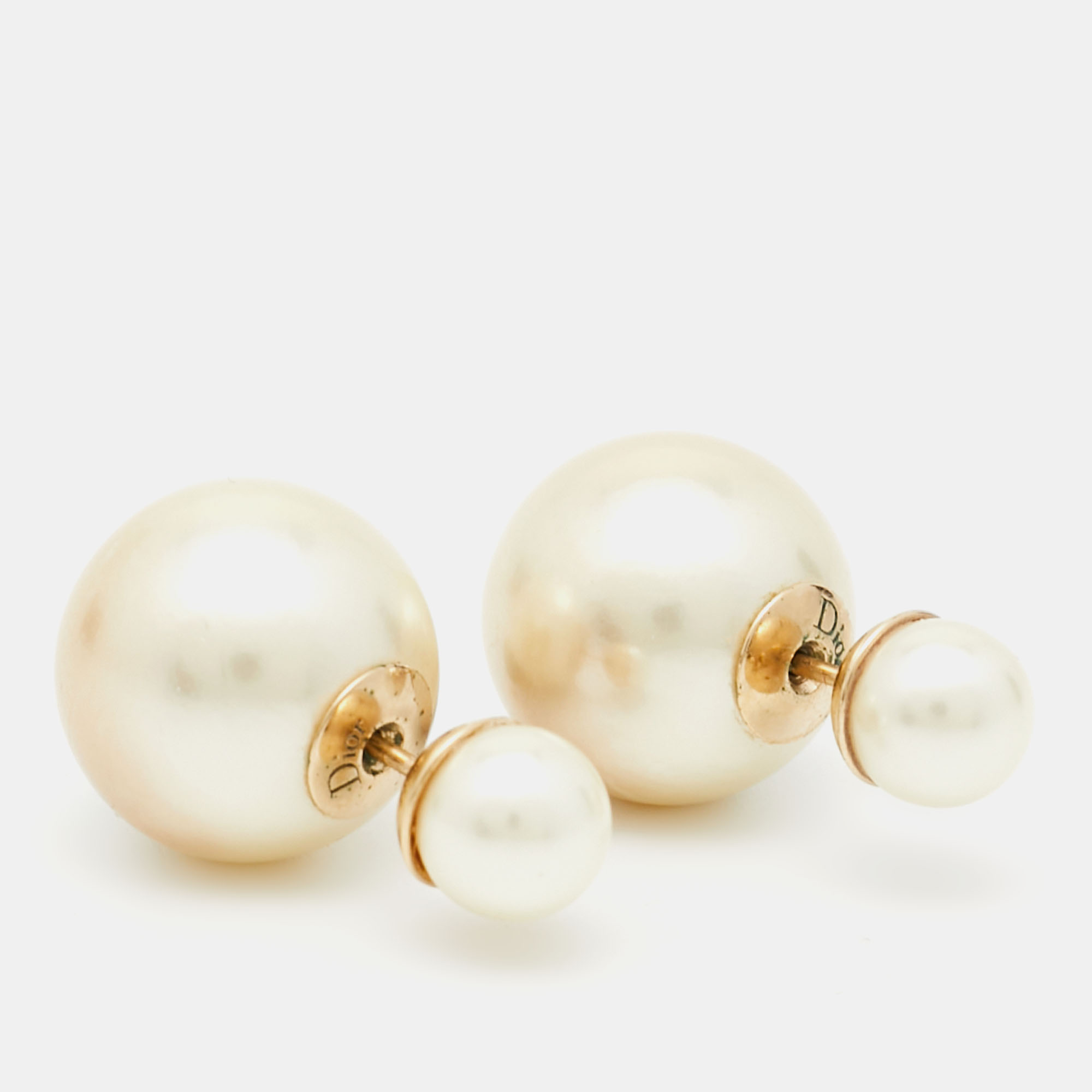 

Dior Tribales Faux Pearl Gold Tone Stud Earrings