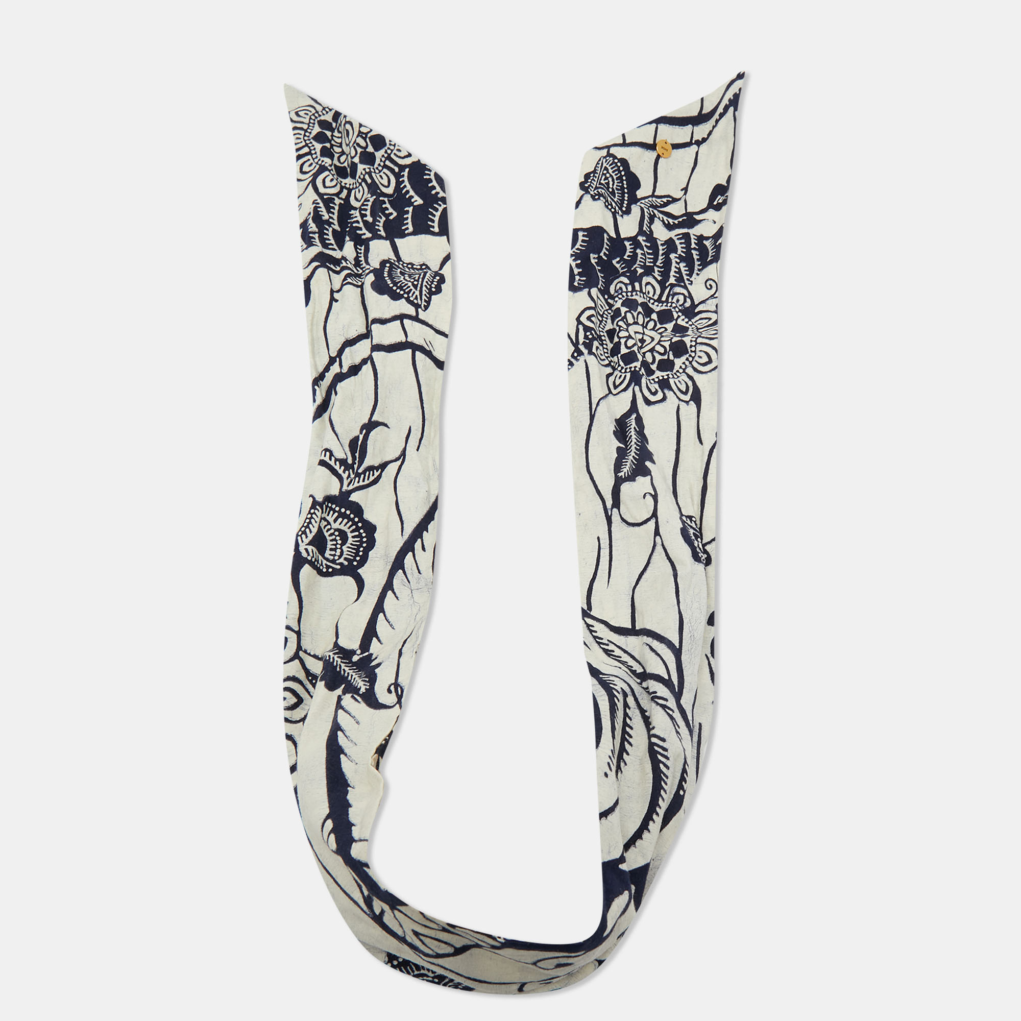 

Christian Dior White/Indigo Printed Cotton Head Wrap