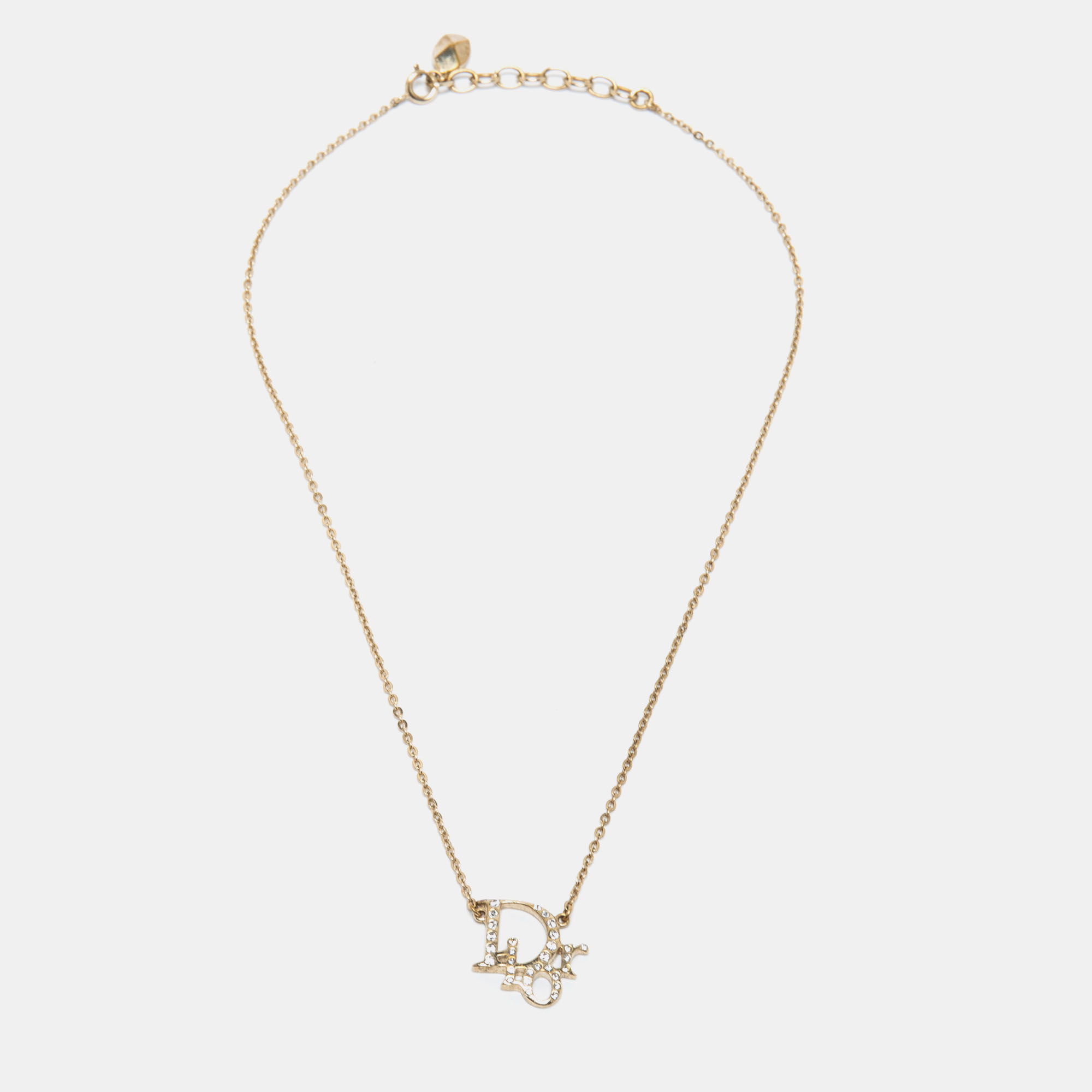 

Dior Oblique Crystal Gold Tone Necklace