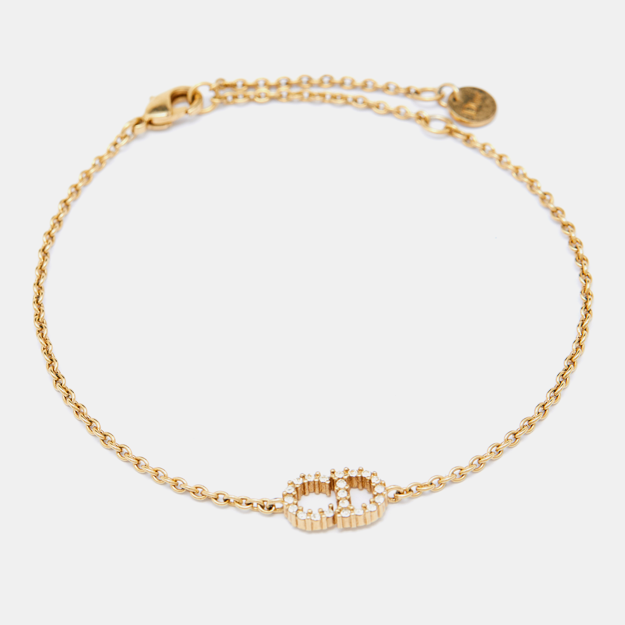 Pre Owned Dior Gold Tone Crystal Clair D Lune Bracelet