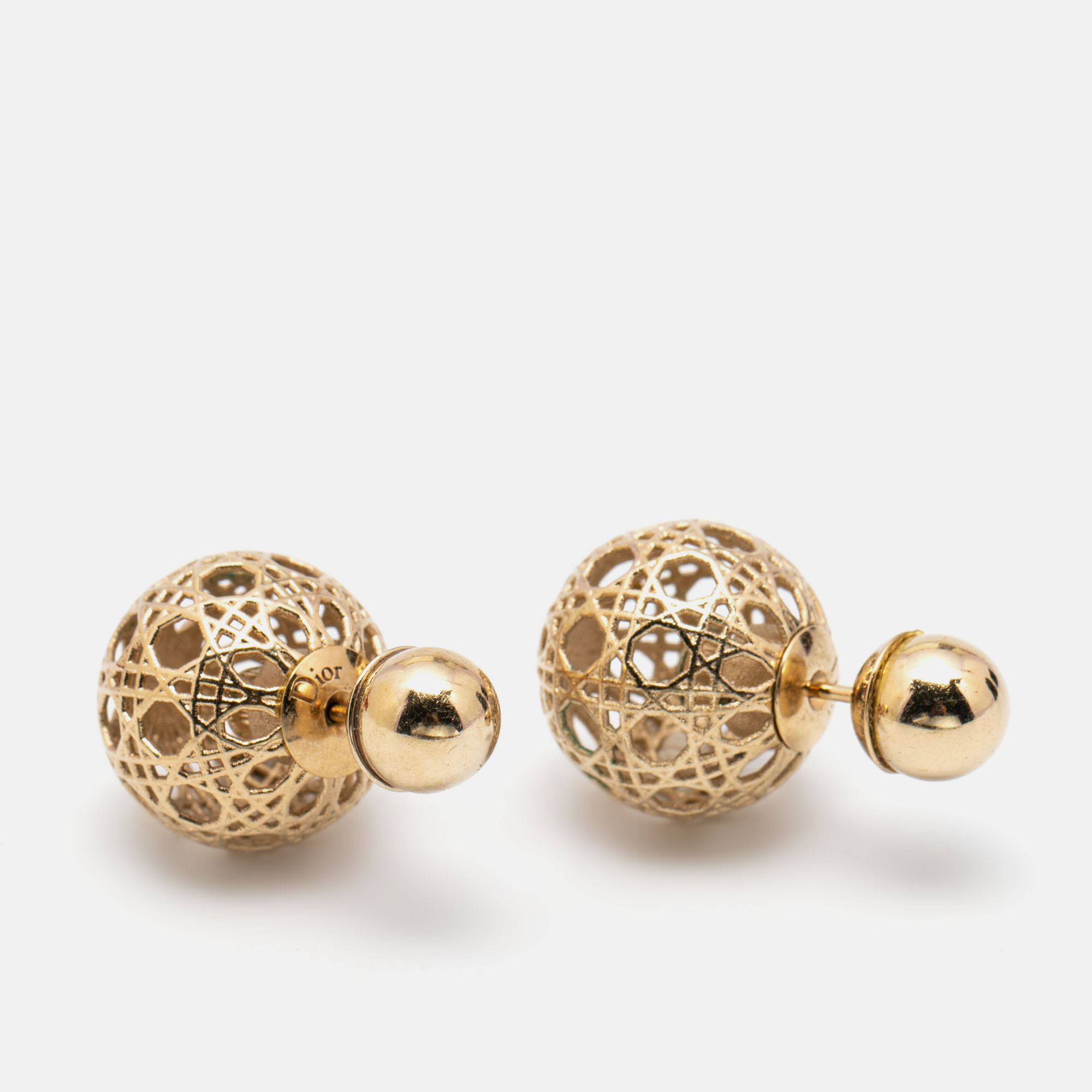 

Dior Secret Cannage Mise en Dior Tribales Gold Tone Stud Earrings