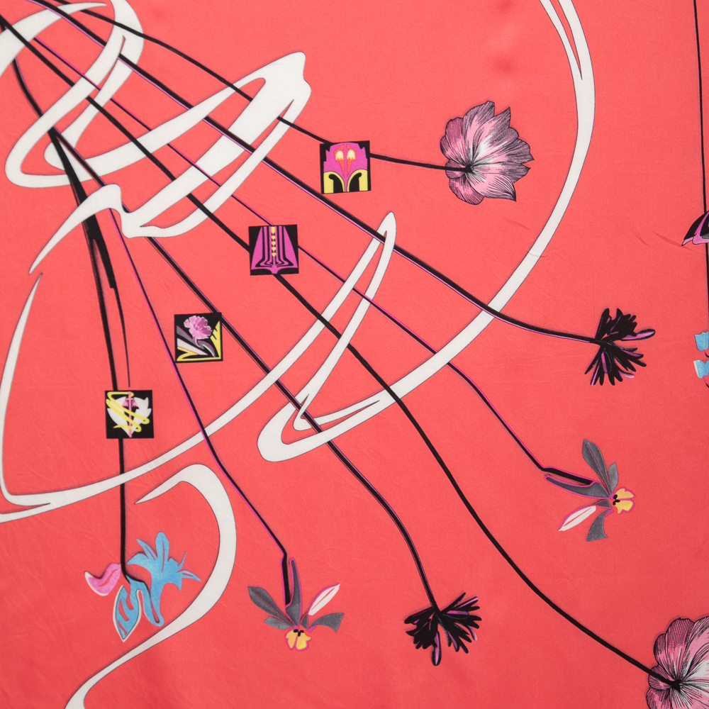 

Dior Pink Floral Print Silk Square Scarf