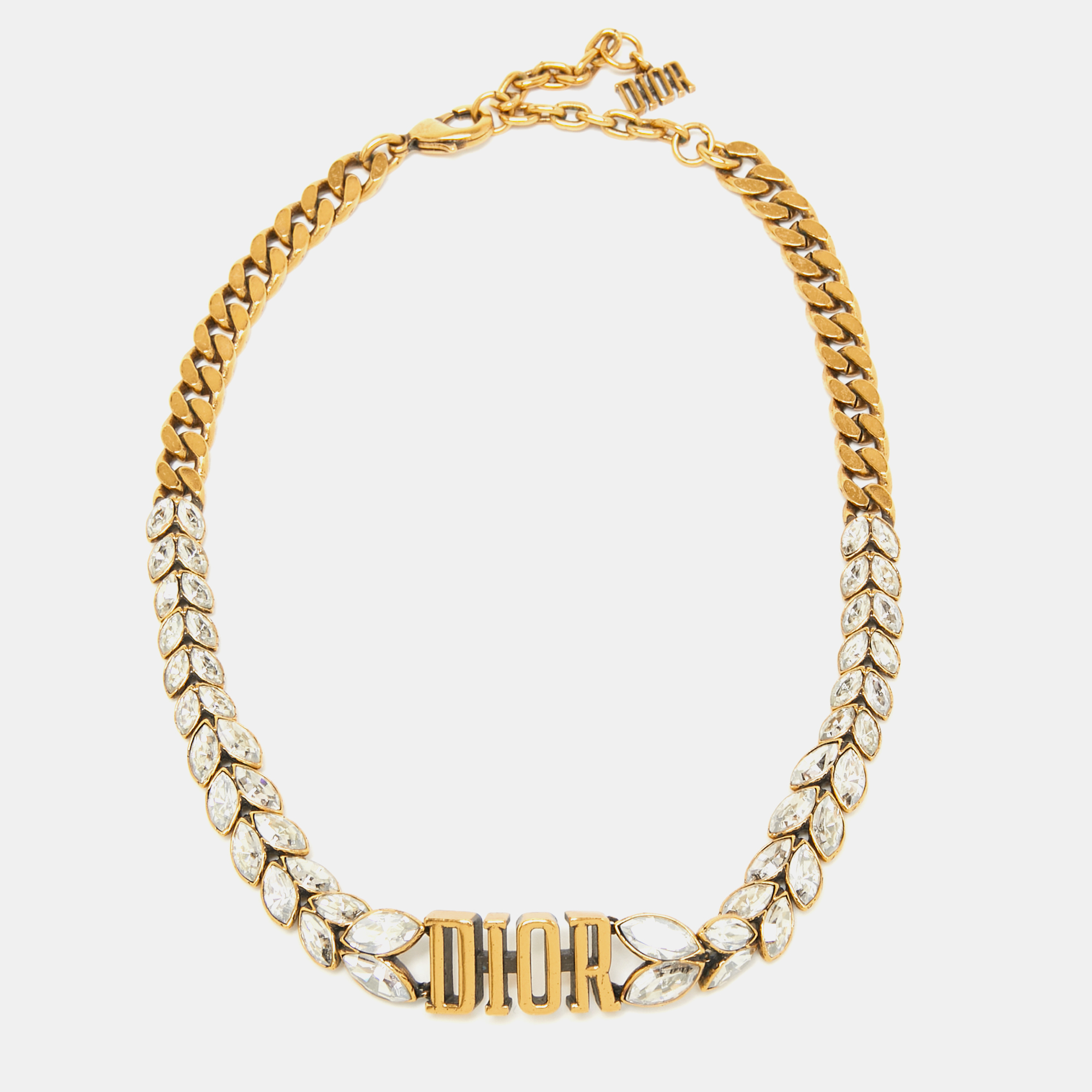 Dior - Dio Evolution Choker Gold-finish Metal and White Crystals - Women Jewelry