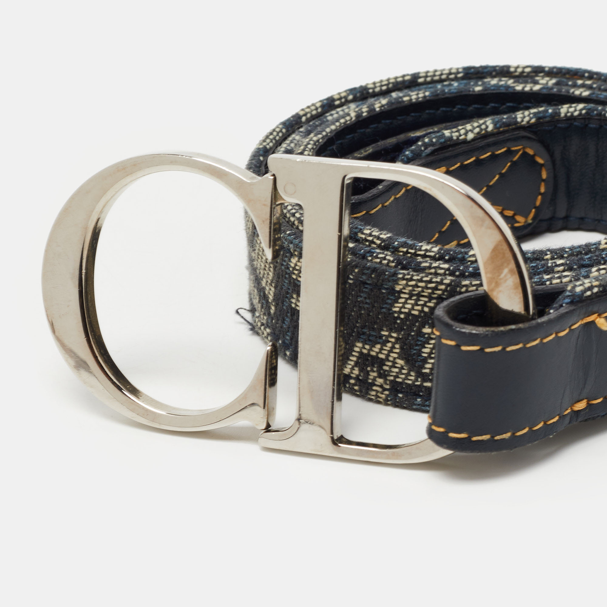 

Dior Navy Blue Oblique Canvas and Leather Saddle Belt
