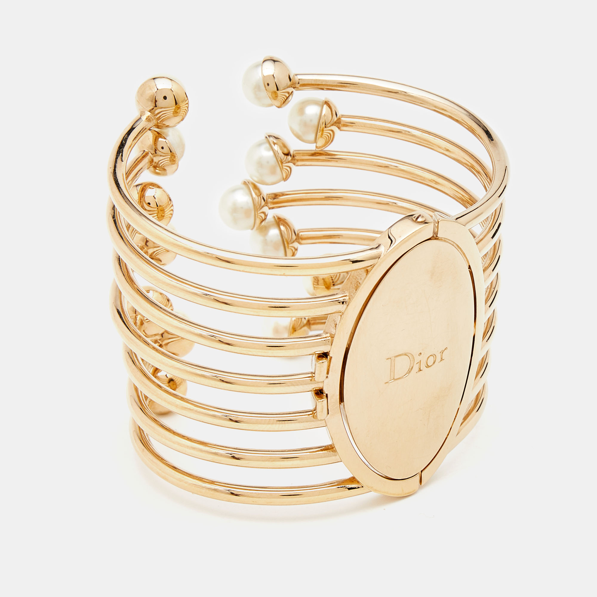 

Dior Gold Tone & Faux Pearl Diorific Cuff Bracelet