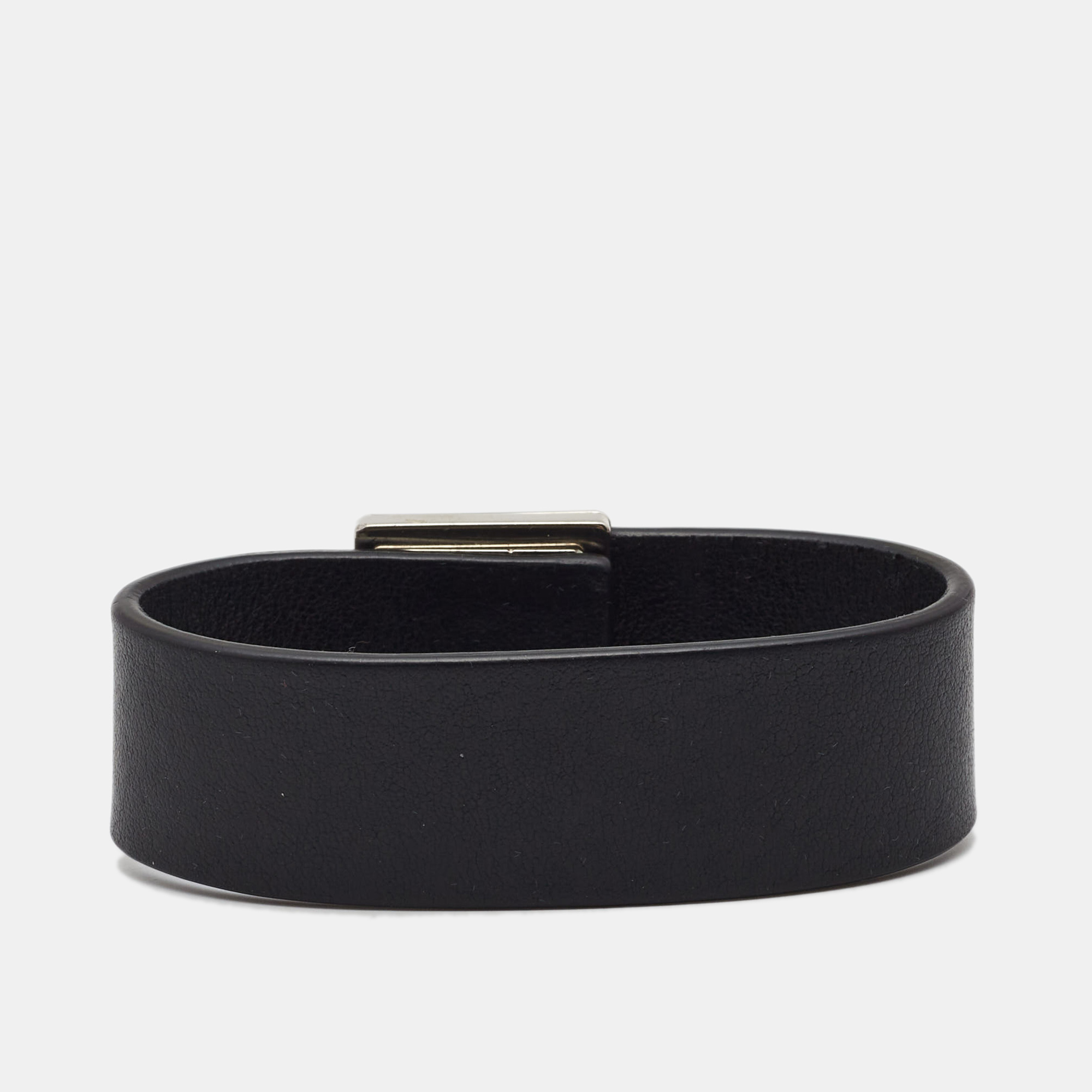 

Dior Diorama Black Leather Silver Tone Bracelet