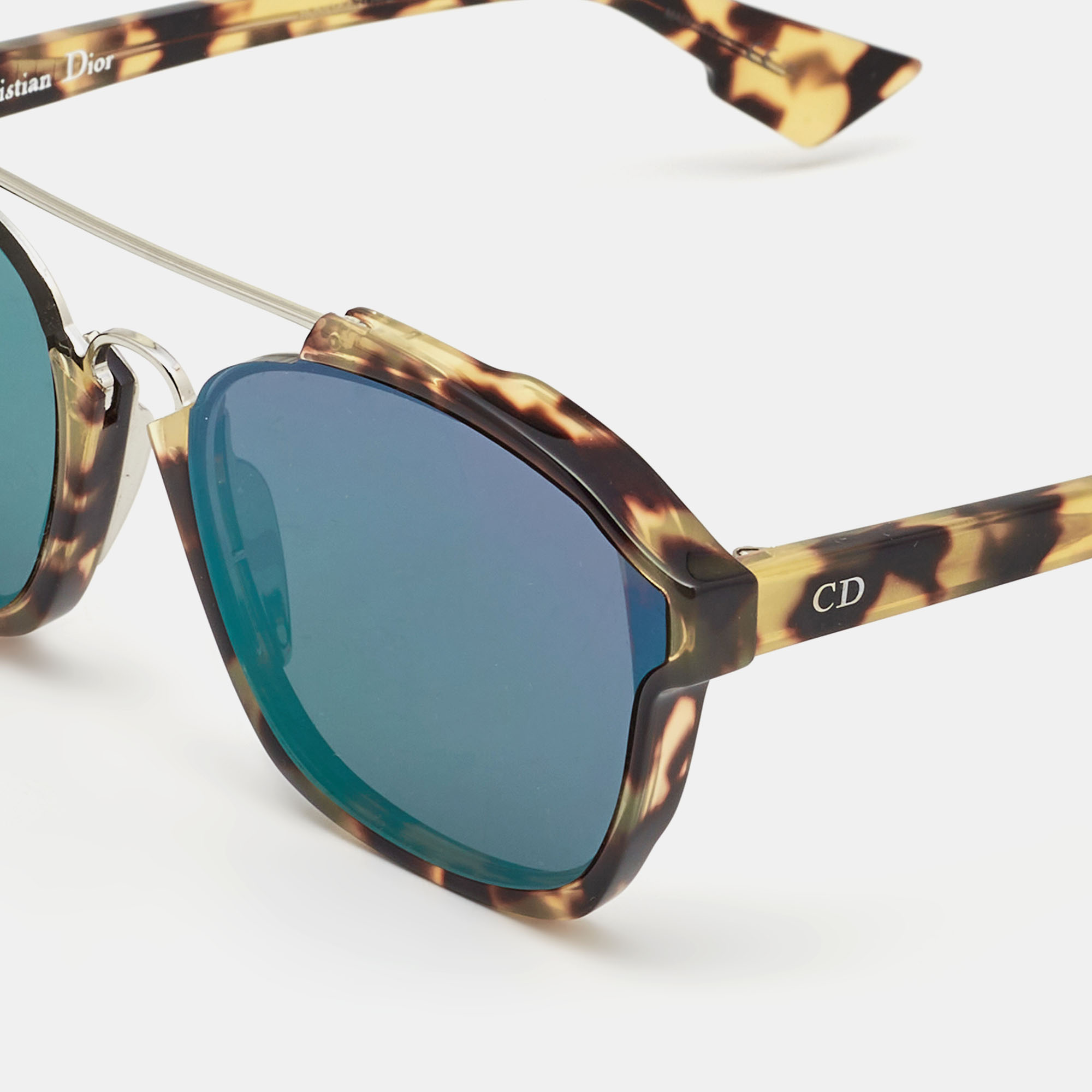 

Dior Brown/Green Tortoise Abstract Mirrored Sunglasses