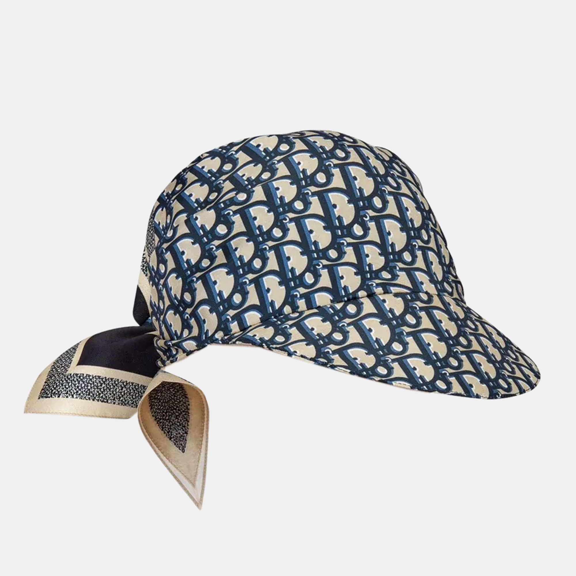 Pre Owned Dior Navy Blue Oblique Silk Visor