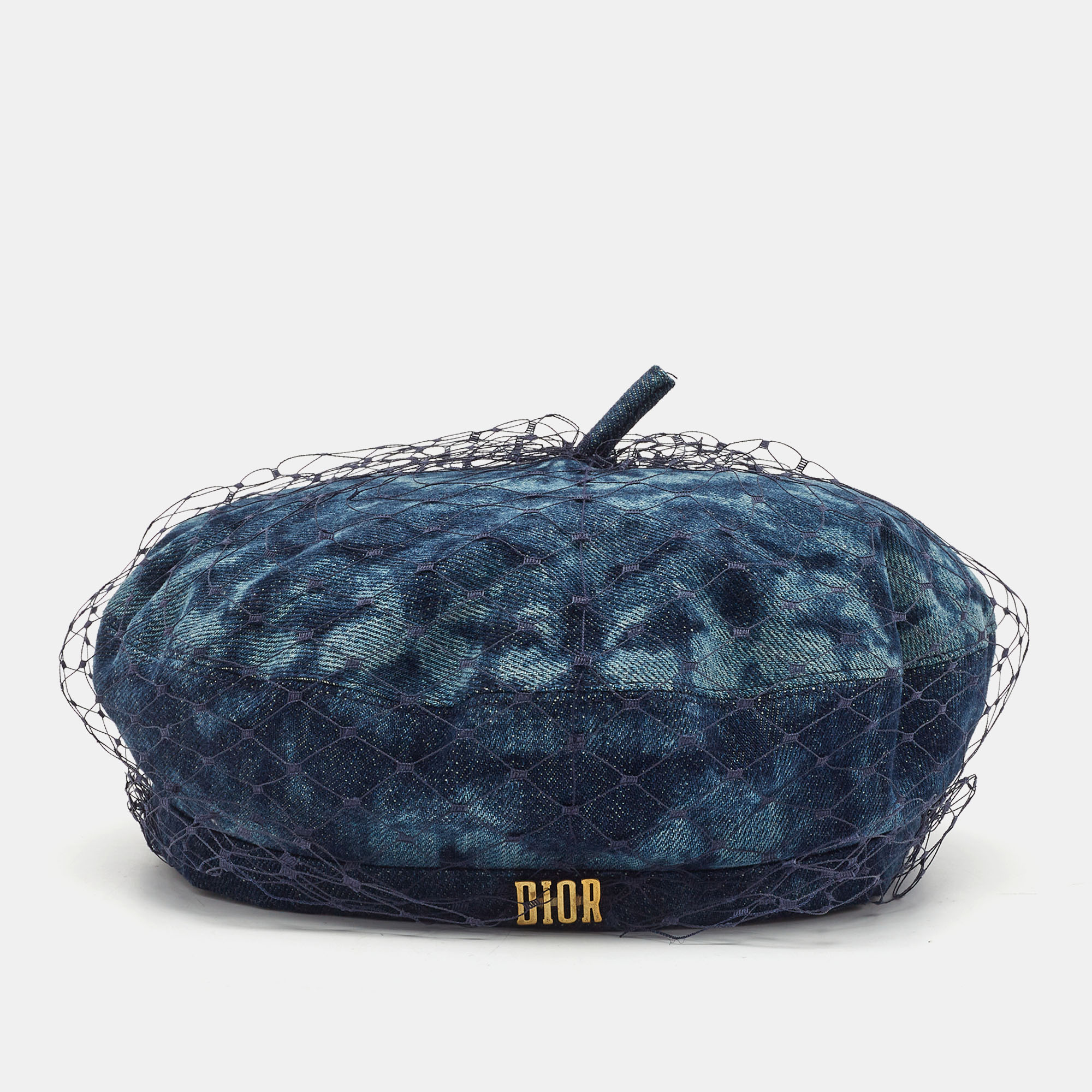 

Christian Dior Navy Blue Arty Parisian Denim and Mesh Beret