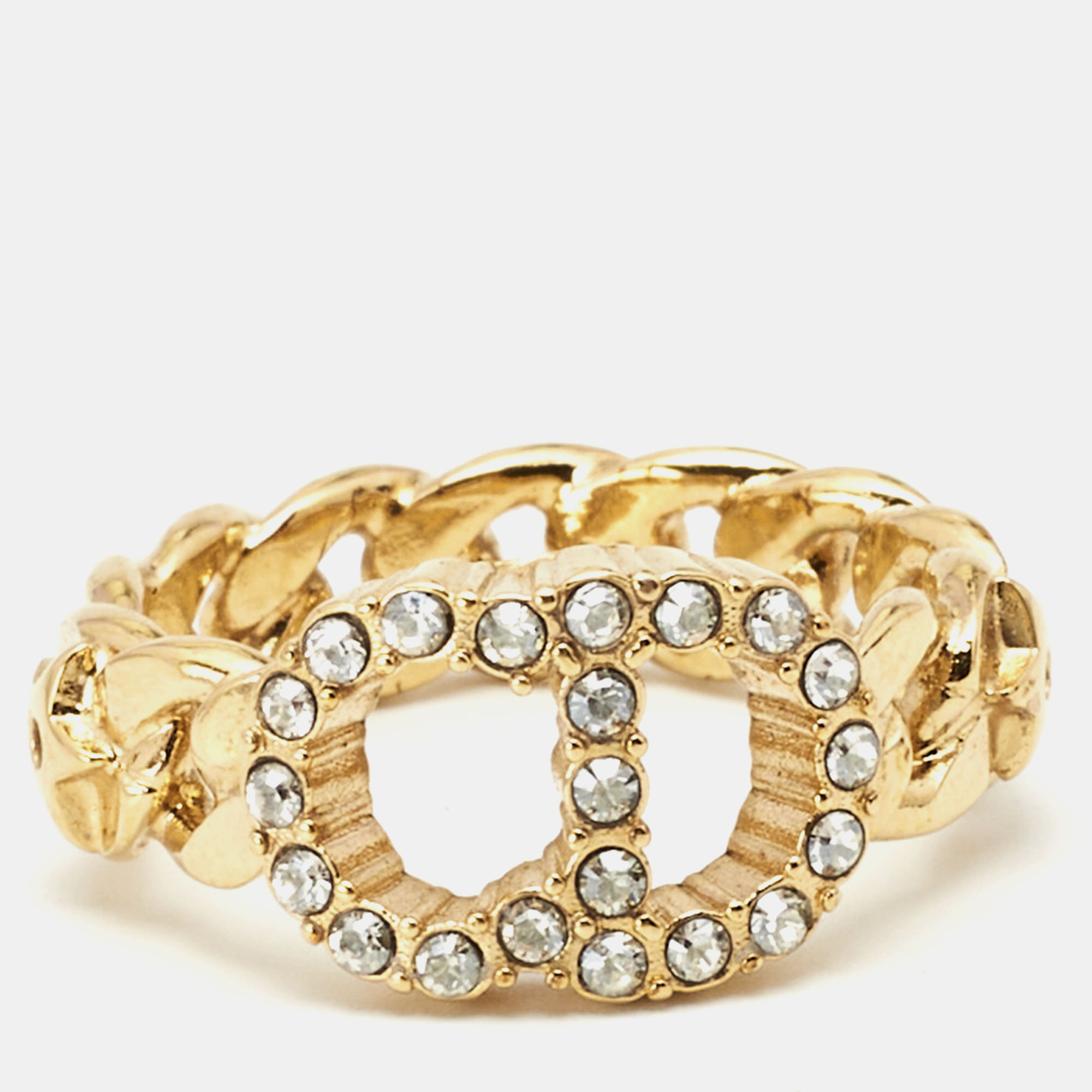 

Dior Claire D Lune Crystals Gold Tone Ring Size