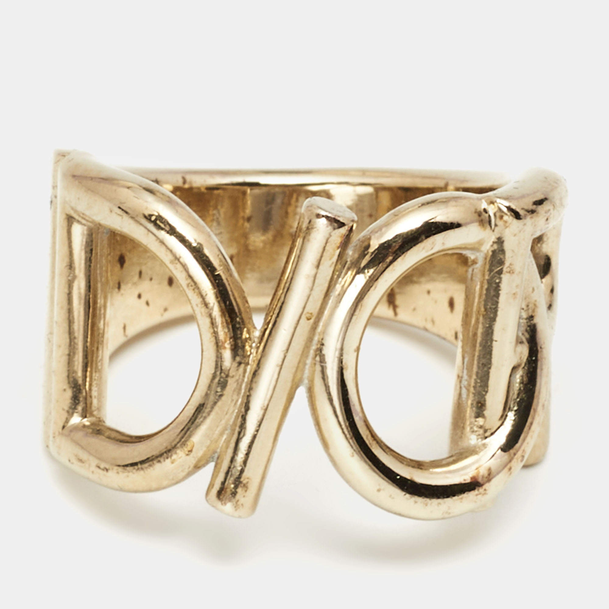 

Dior Gold Tone Logo Ring Size EU 56