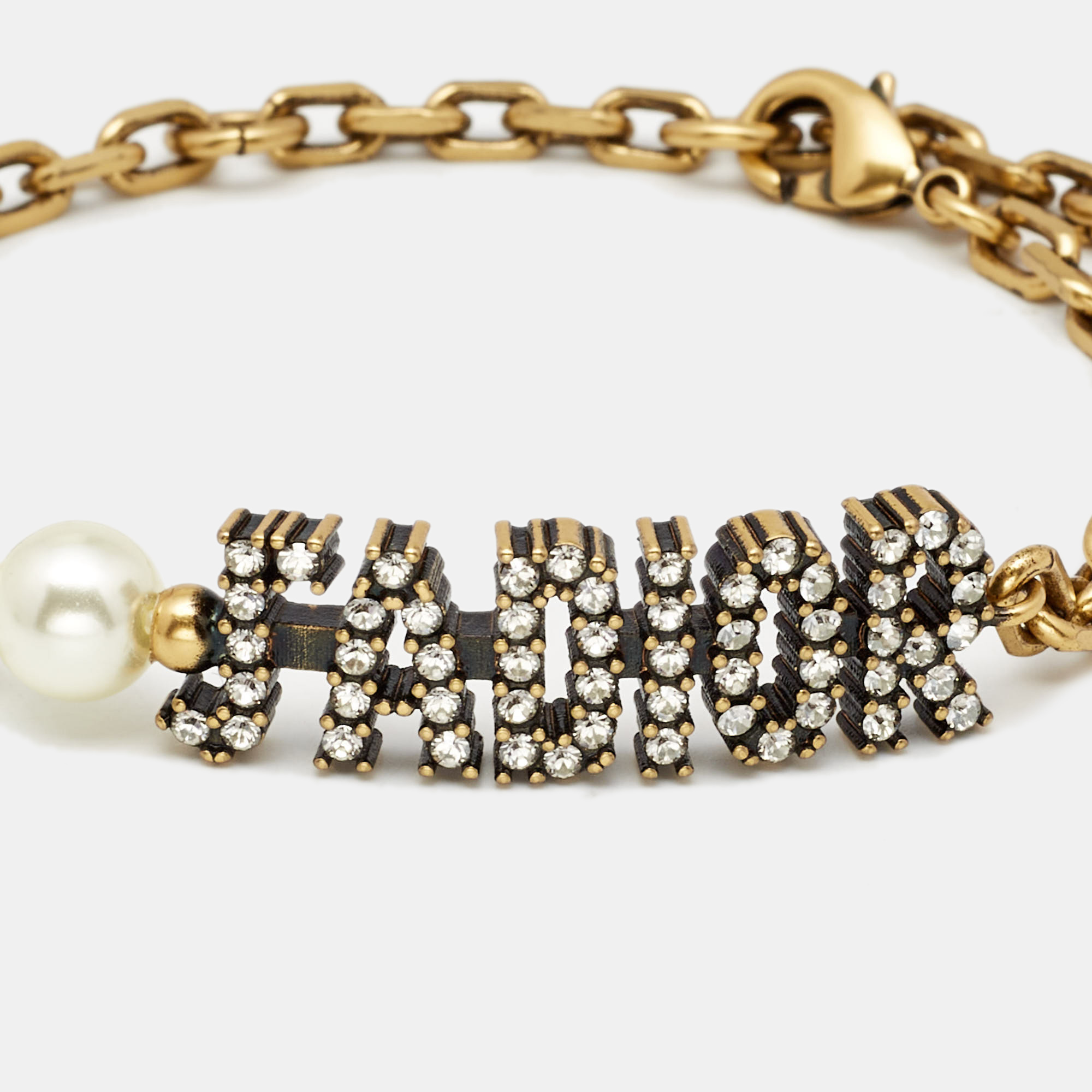 

Dior J'Adior Faux Pearl Crystals Gold Tone Bracelet