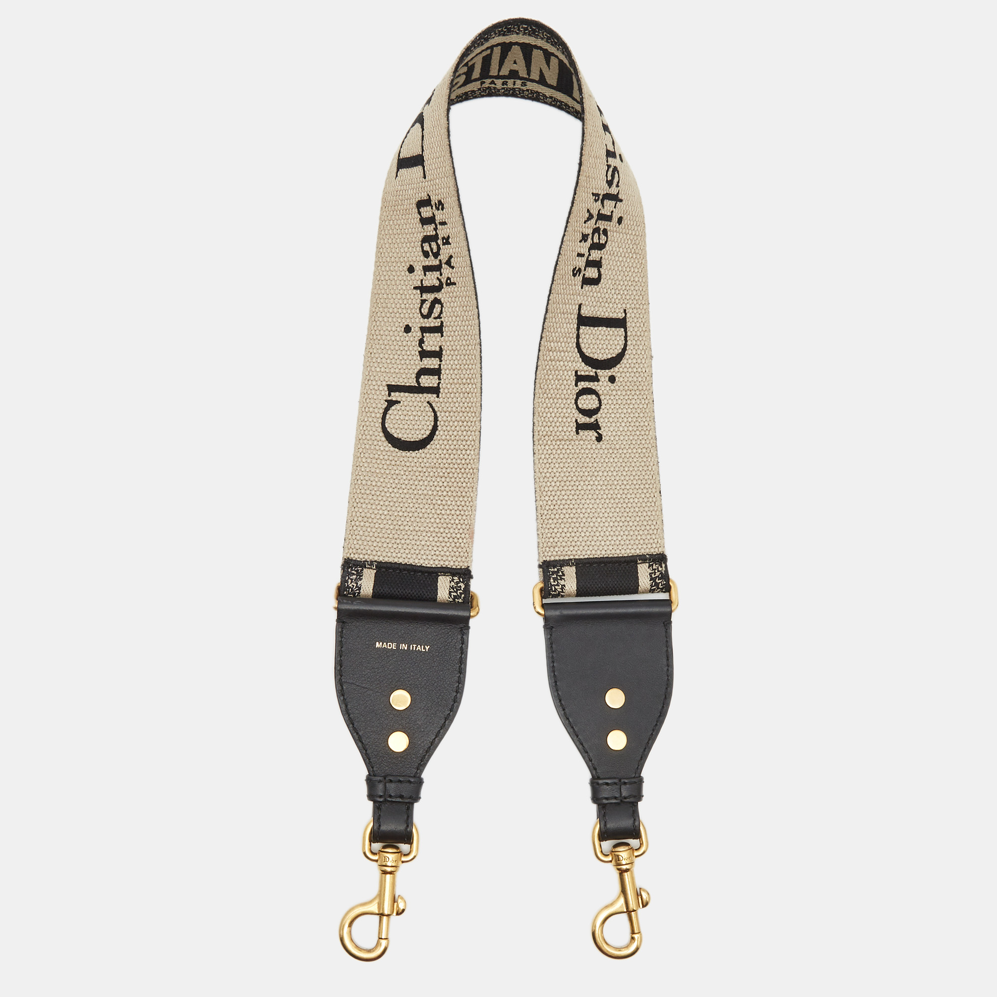 

Dior Black/Off White Embroidered Canvas and Leather Shoulder Bag Strap