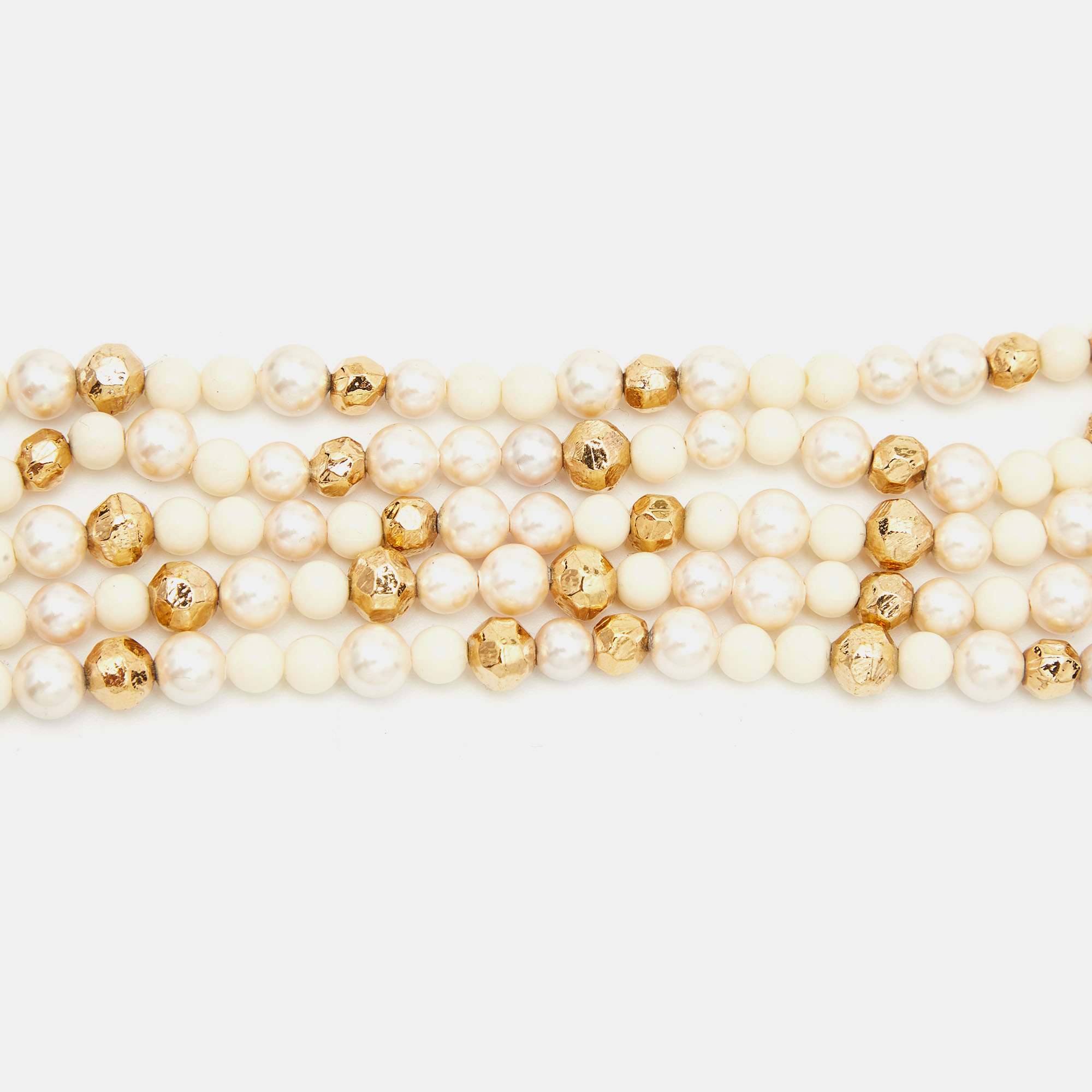 

Dior Faux Pearl Beads Gold Tone Bracelet