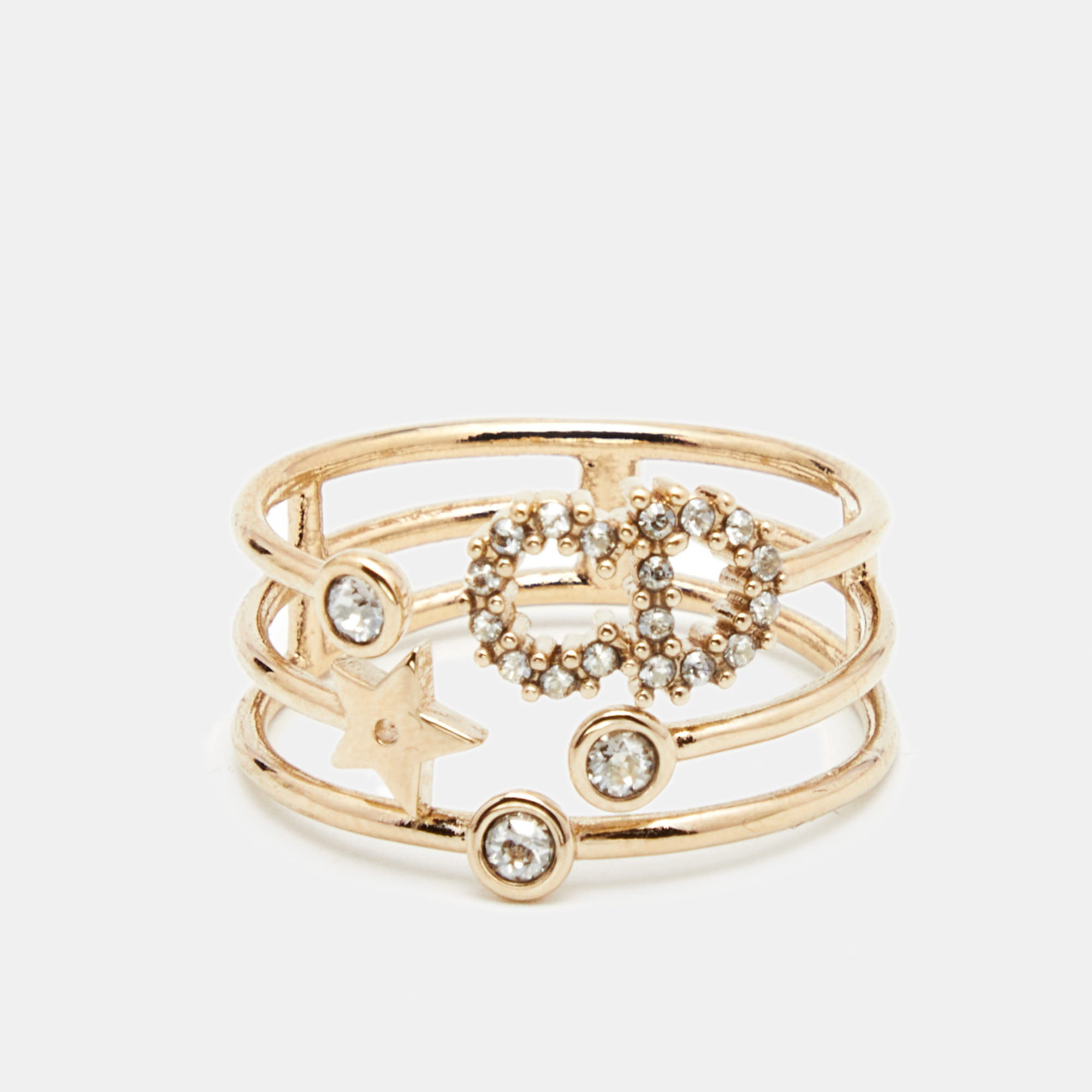 

Dior CD Crystals Gold Tone Ring Size