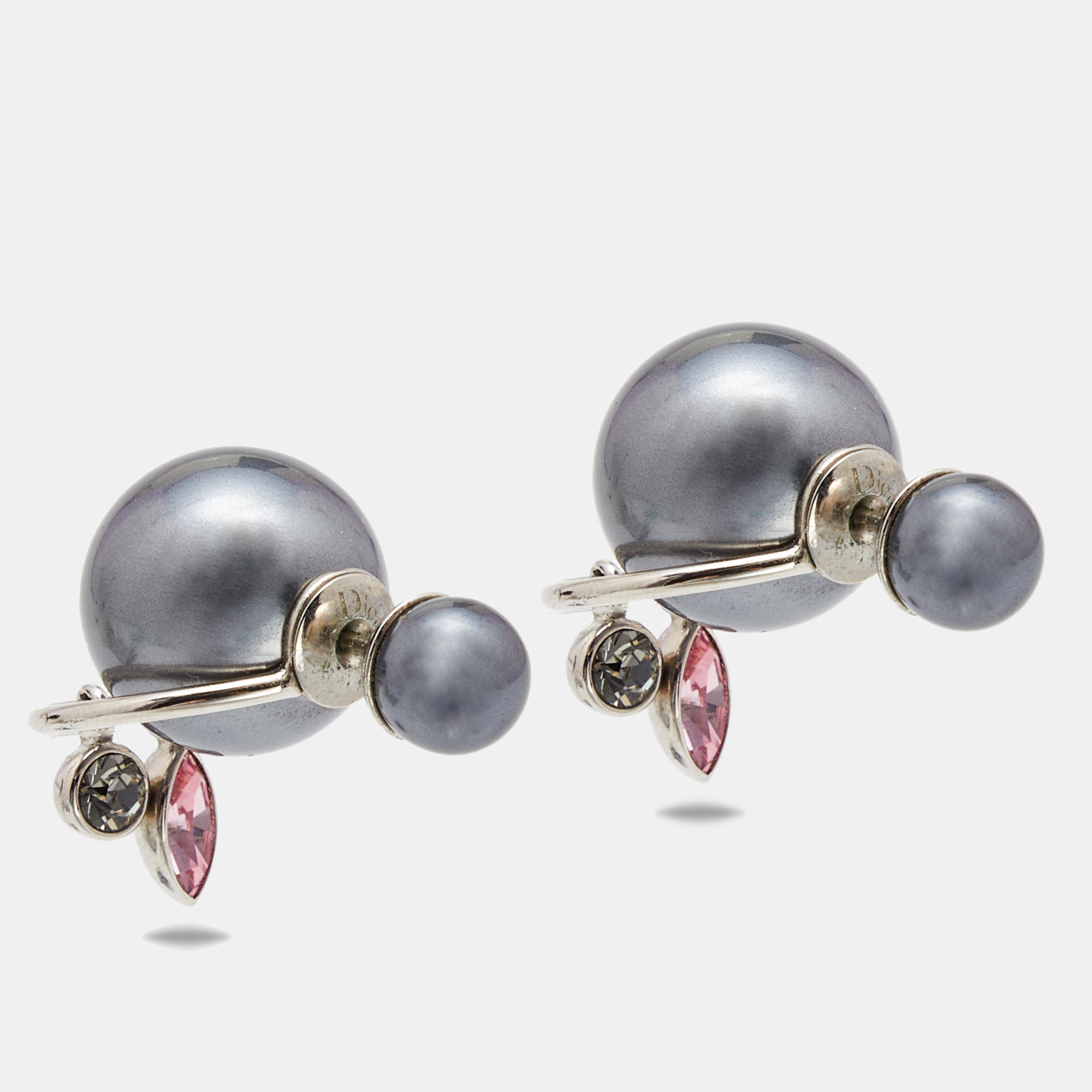 

Dior Tribales Crystal Faux Pearl Silver Tone Earrings