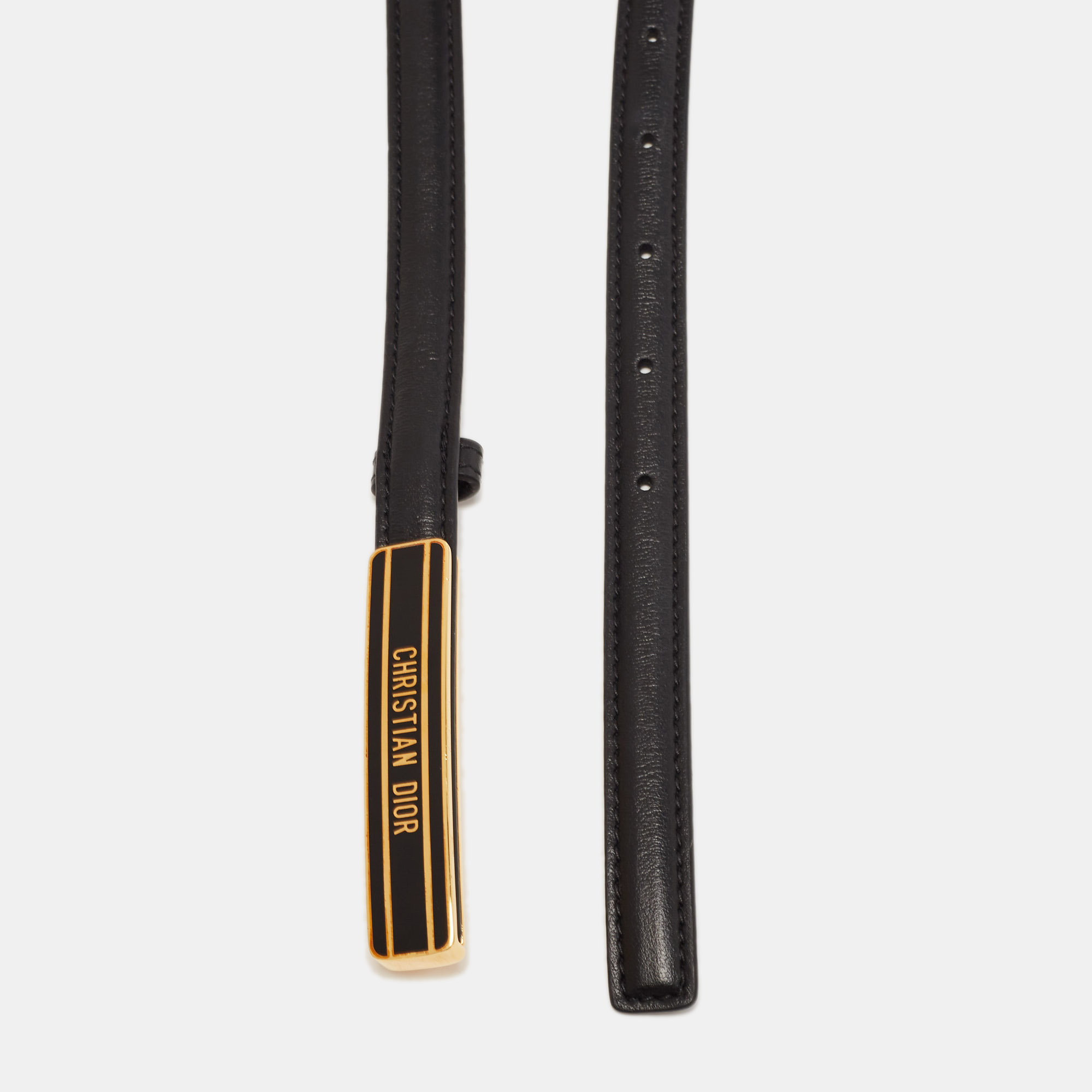 

Dior Black Leather Logo Waist Belt