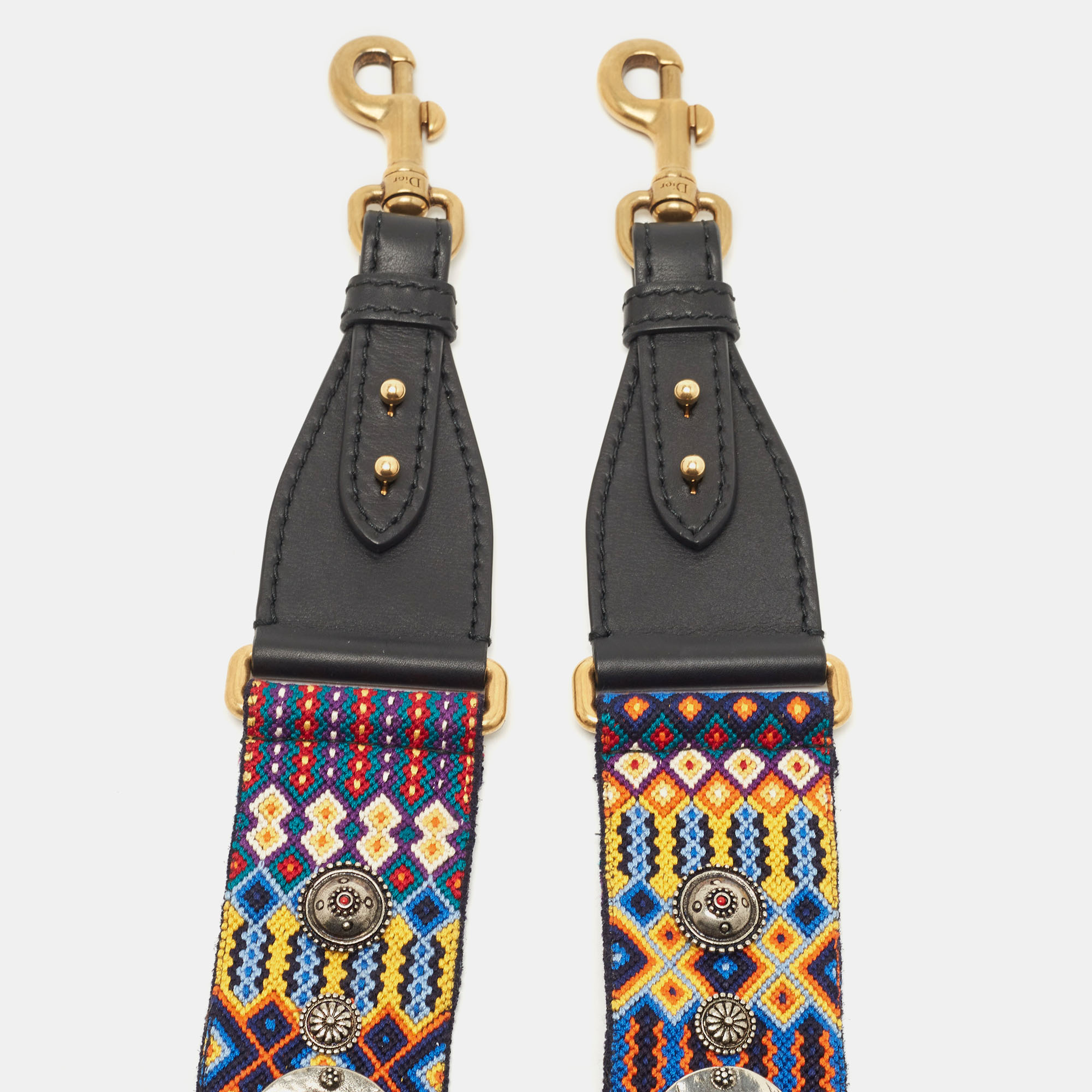 

Dior Multicolor Embroidered Canvas and Leather Embellished Shoulder Bag Strap
