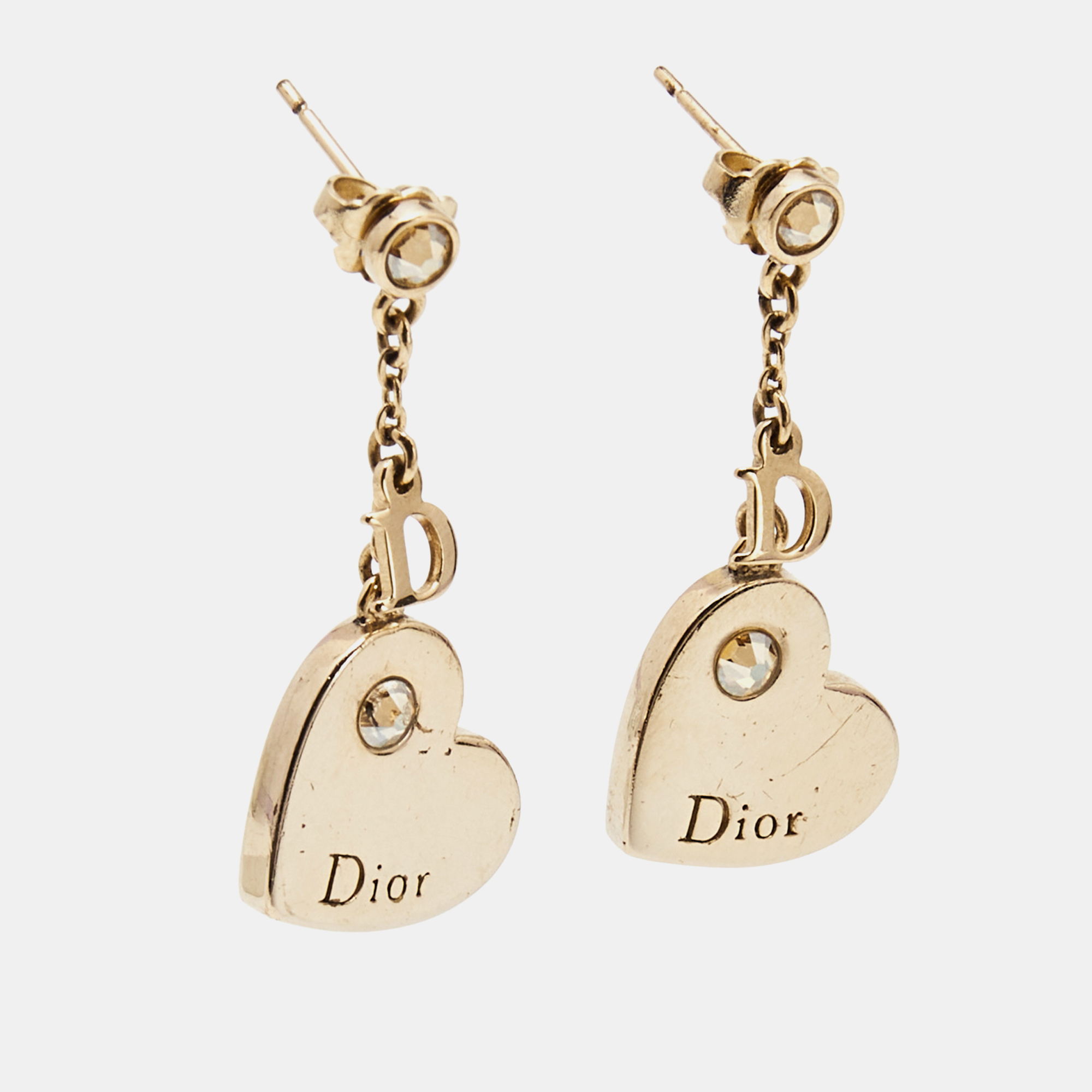

Dior HeartCrystals Gold Tone Drop Earrings