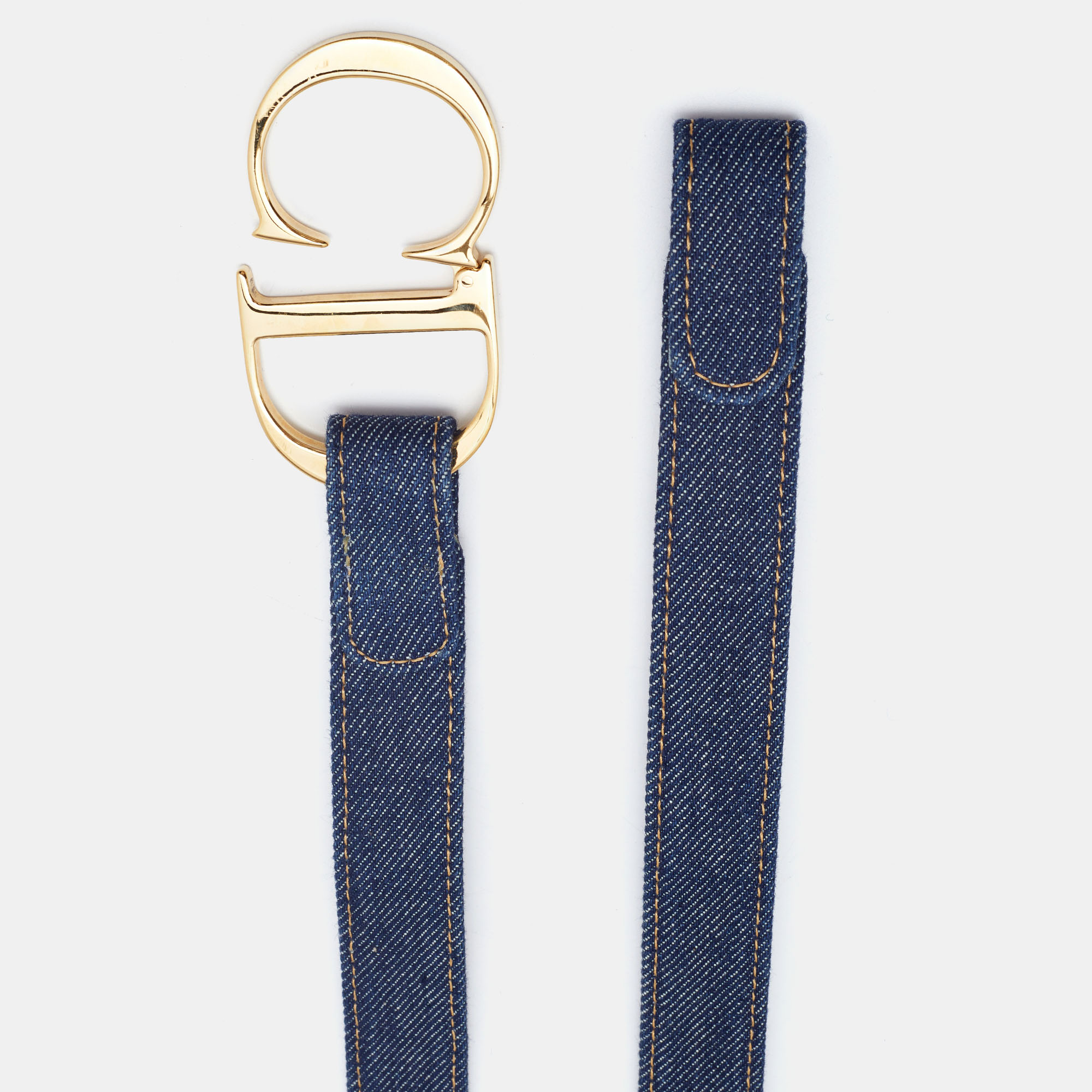 

Dior Navy Blue Denim CD Logo Buckle Belt