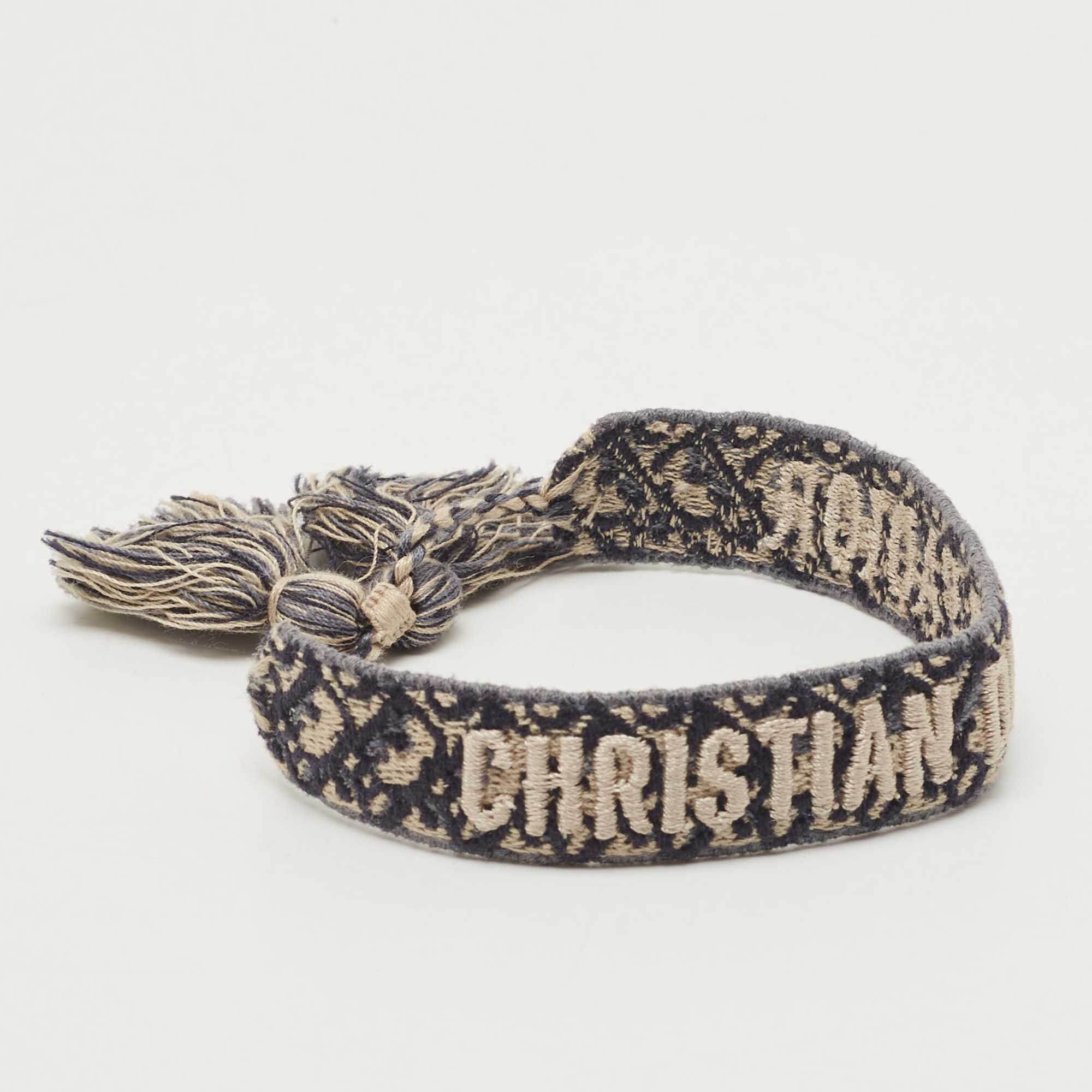 

Dior J'adior Navy Blue Cotton Embroidered Bracelet