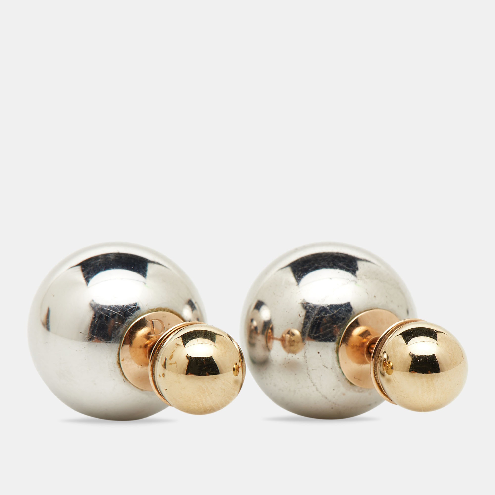 

Dior Tribales Two Tone Metallic Stud Earrings, Silver