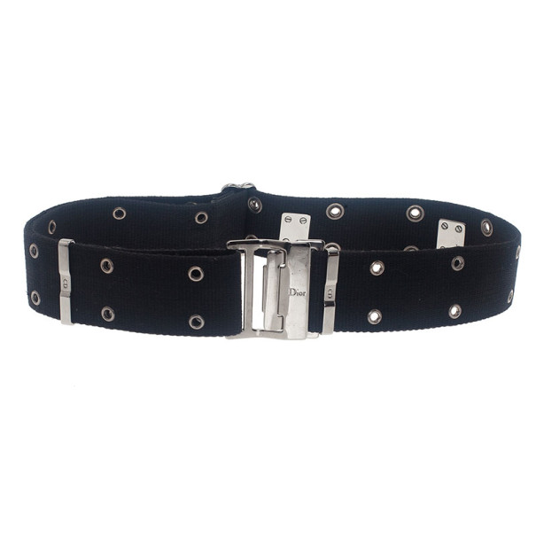 Pre Owned Dior Black Canvas Clasp Belt 70CM