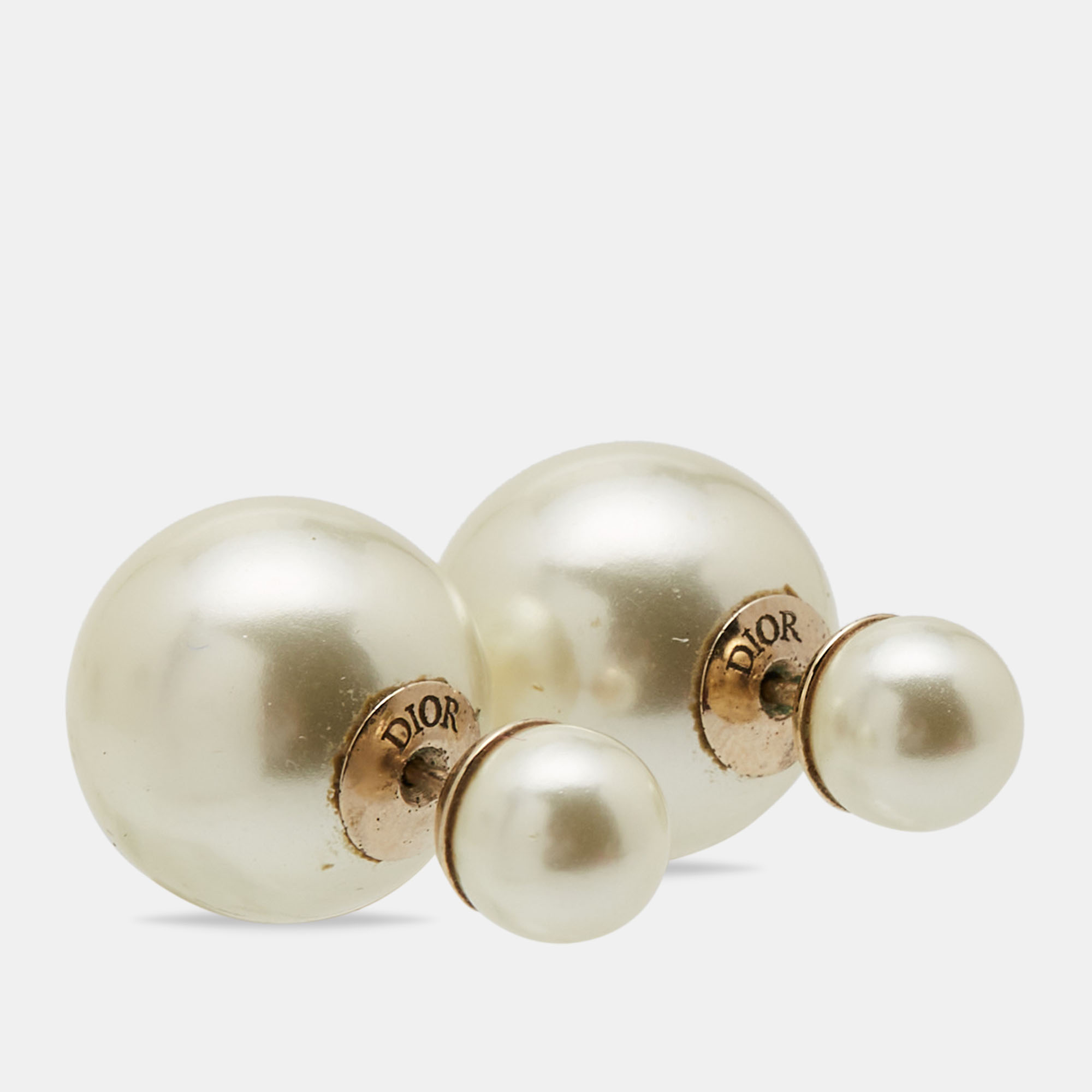 

Dior Tribales Faux Pearl Gold Tone Stud Earrings