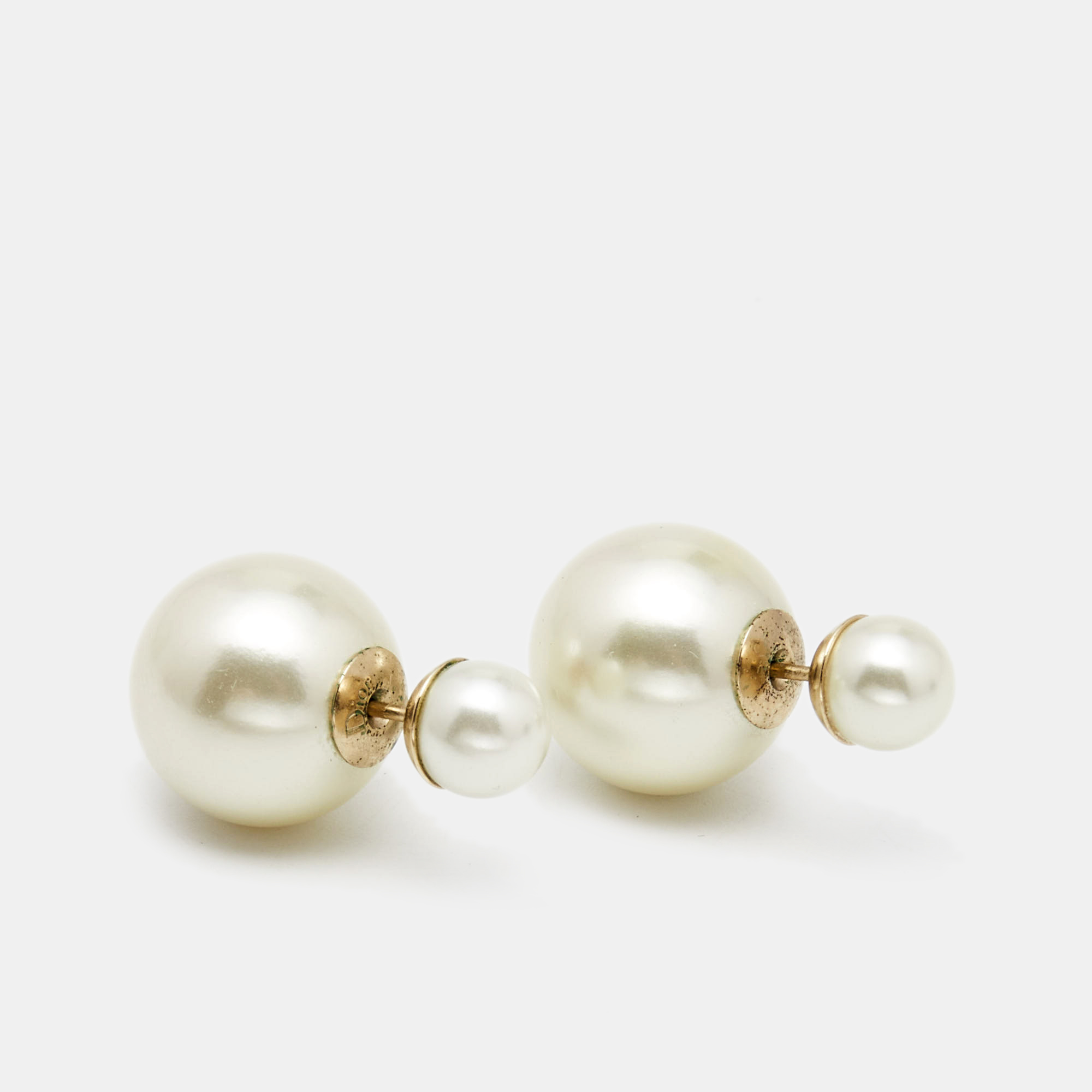 

Dior Tribales Faux Pearl Gold Tone Earrings