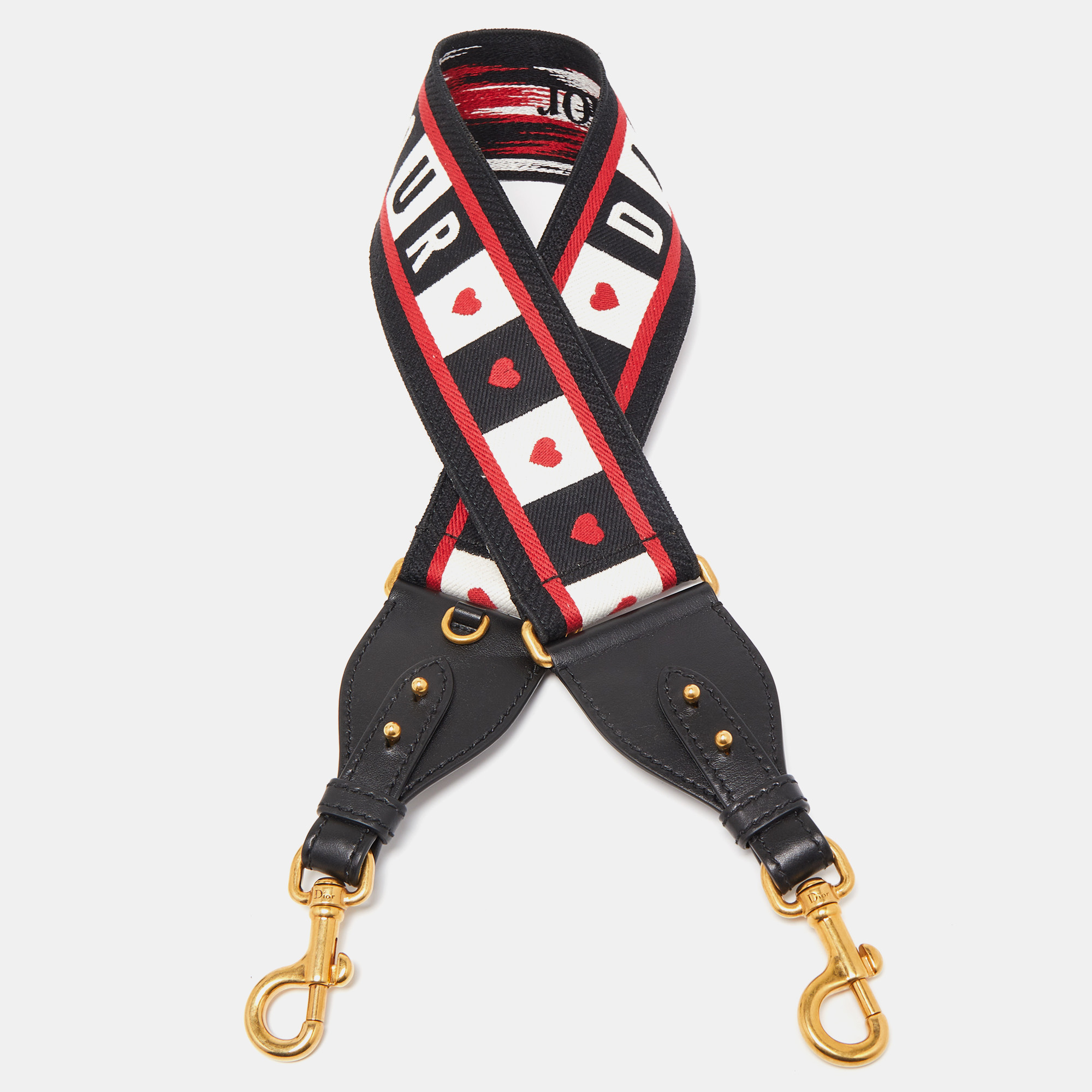 

Dior Black/Red Embroidered Canvas and Leather Dioramoour Shoulder Bag Strap
