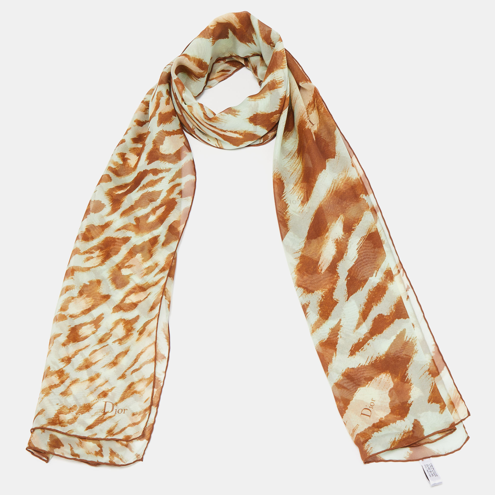 

Dior Beige & Yellow Animal Printed Silk Scarf