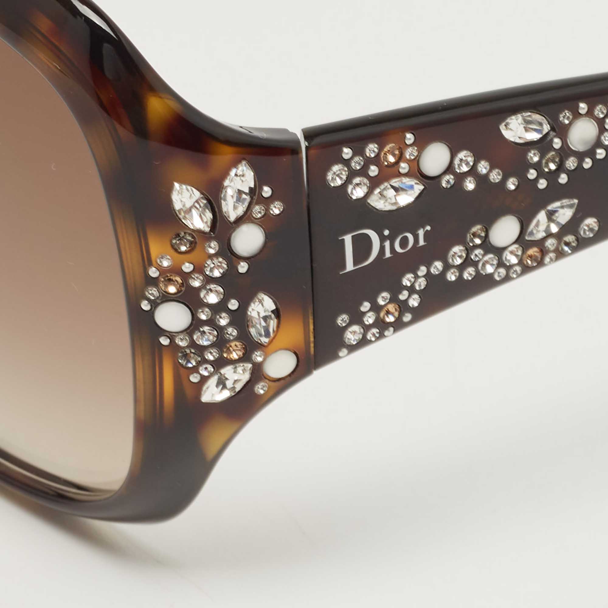 

Dior Brown Tortoise Gradient Minuit Crystals Oversized Sunglasses