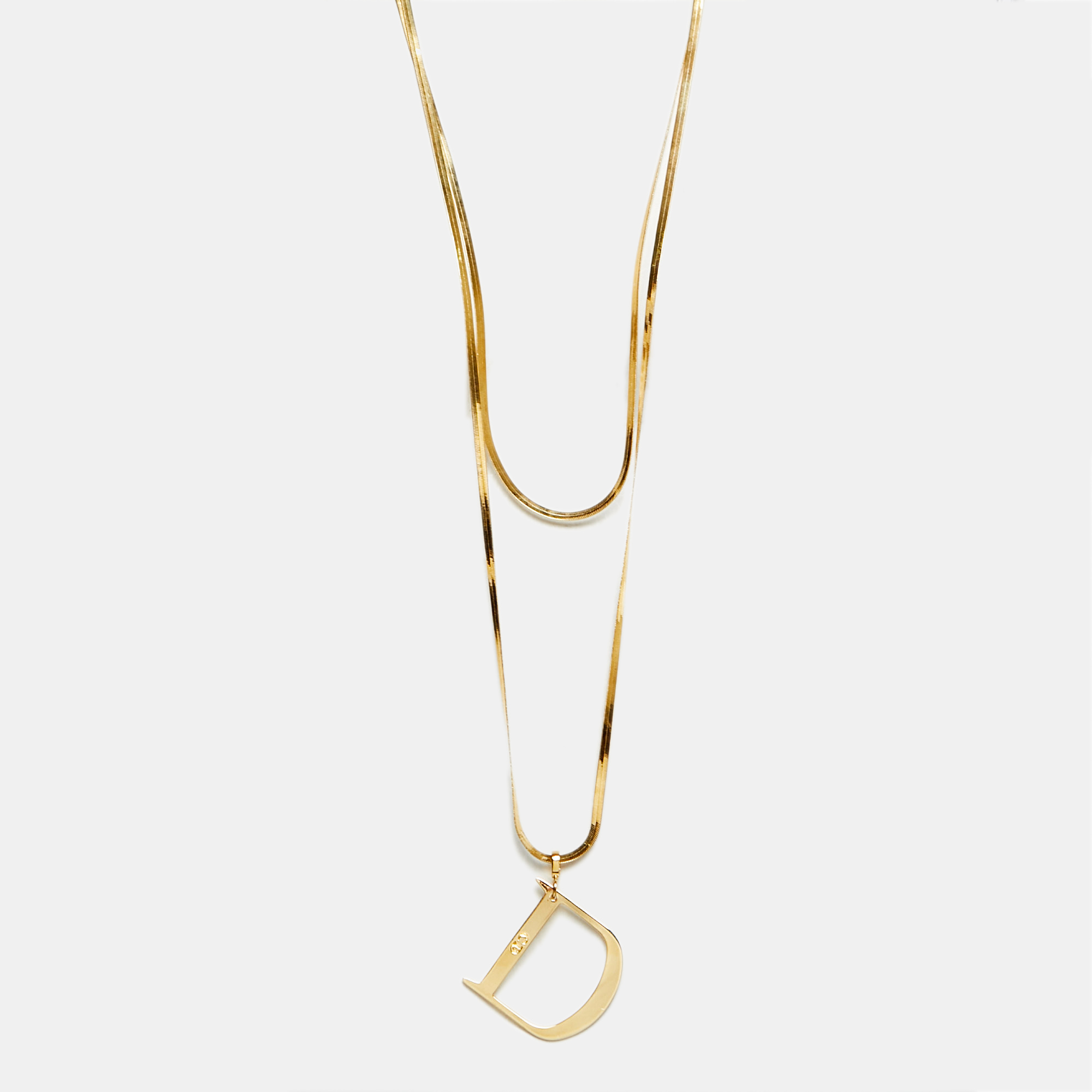 

Dior 'D' Pendant Gold Tone Multi Strand Necklace